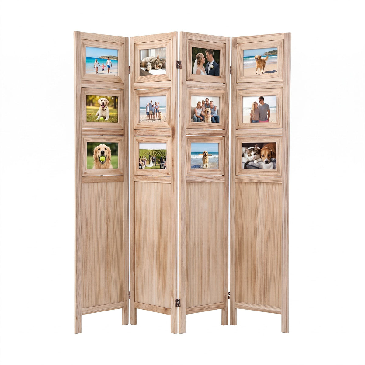 Artiss Room Divider 4 Panel Folding Privacy Screen Photo Frame Solid Wood