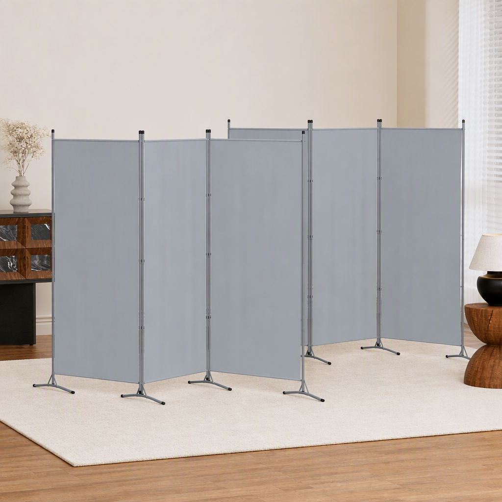 Artiss 3 Panel Room Divider Set of 2 Folding Privacy Screen Fabric Grey
