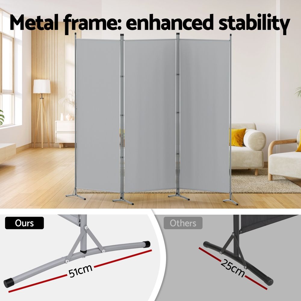 Artiss 3 Panel Room Divider Set of 2 Folding Privacy Screen Fabric Grey