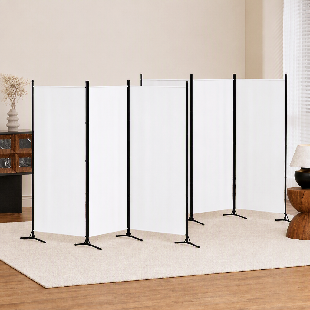 Artiss 3 Panel Room Divider Set of 2 Folding Privacy Screen Fabric White