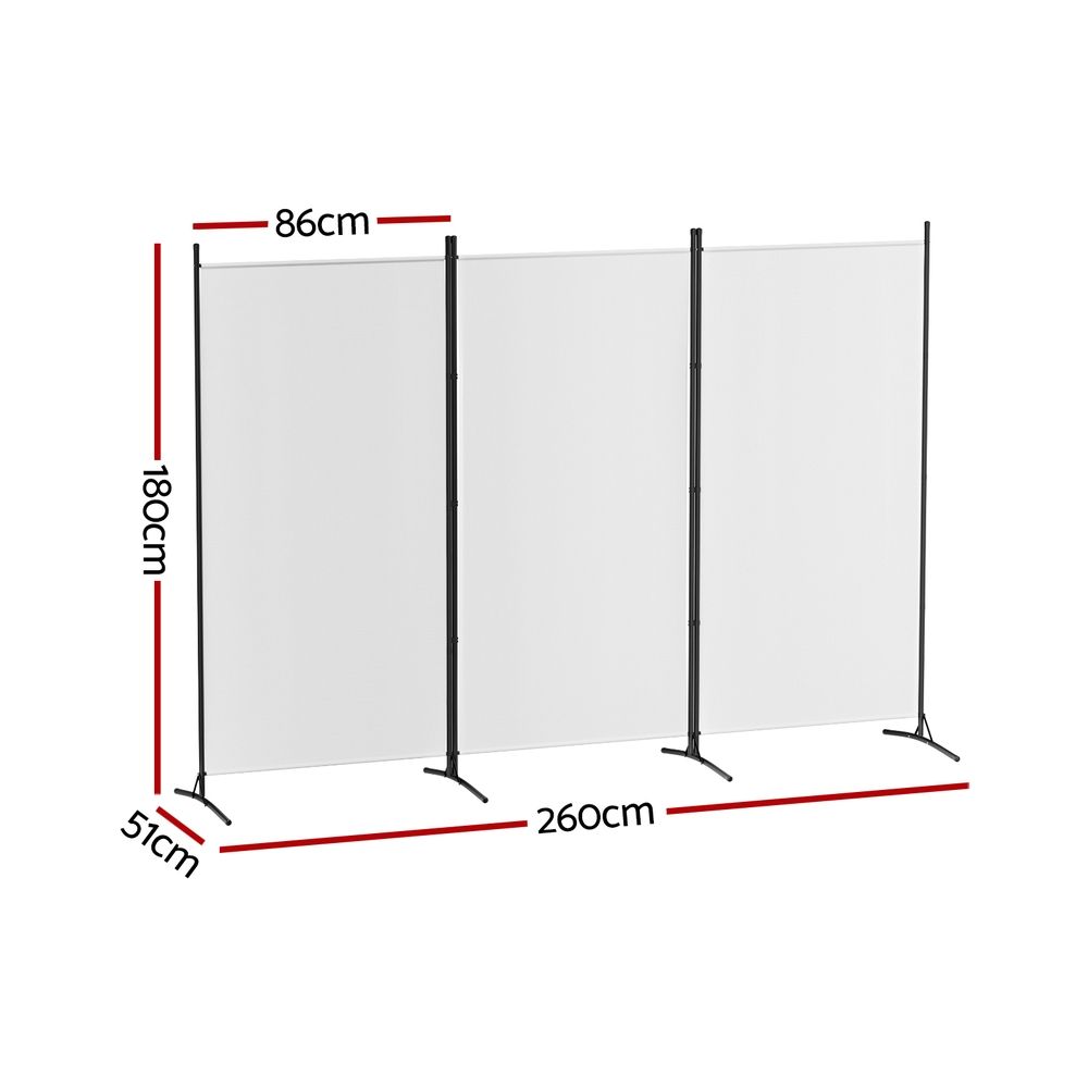 Artiss 3 Panel Room Divider Set of 2 Folding Privacy Screen Fabric White