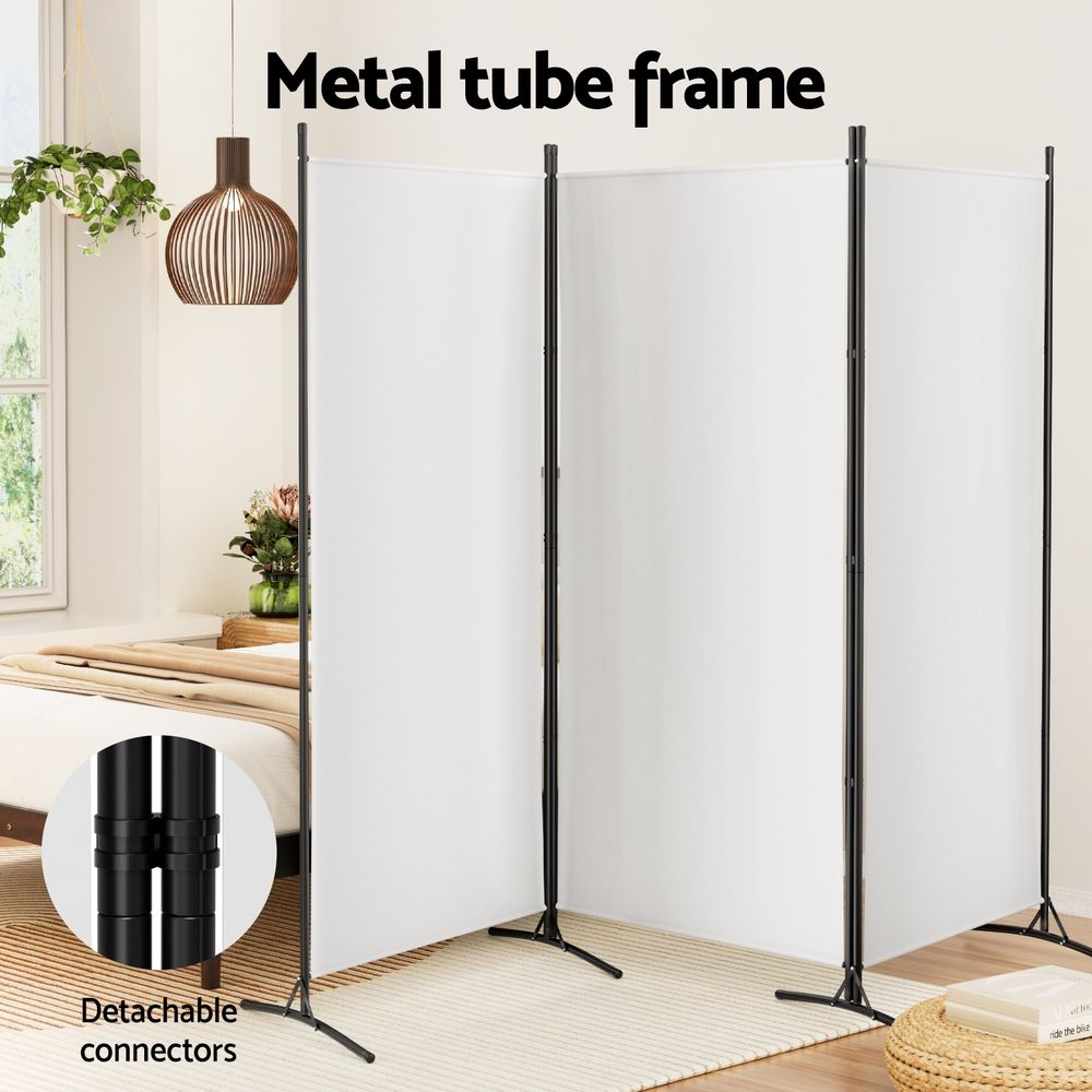 Artiss 3 Panel Room Divider Set of 2 Folding Privacy Screen Fabric White