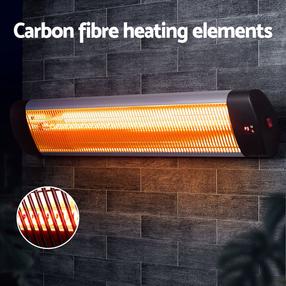 Devanti 2PCS Radiant Strip Heater Electric Infrared 3000W Outdoor Indoor Heating