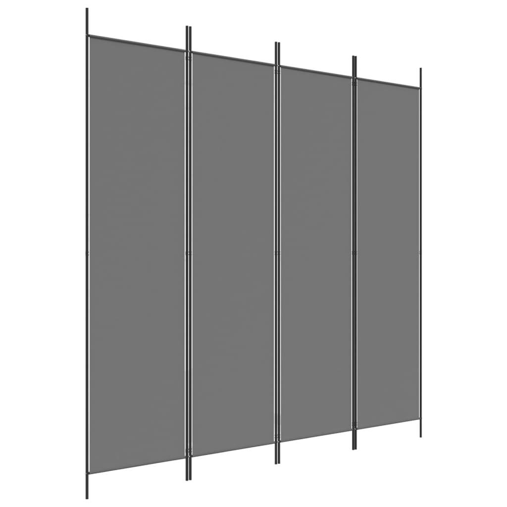 4-Panel Room Divider Anthracite 200x200 cm Fabric