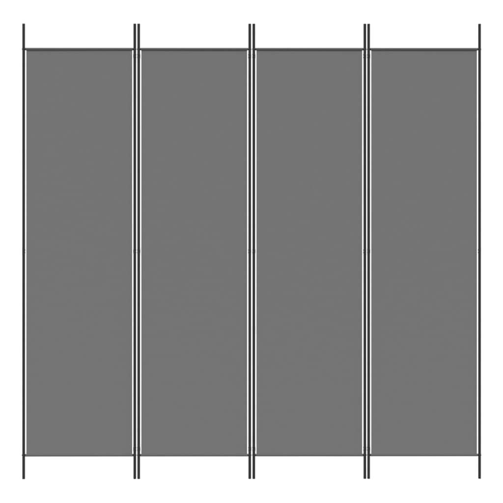 4-Panel Room Divider Anthracite 200x200 cm Fabric