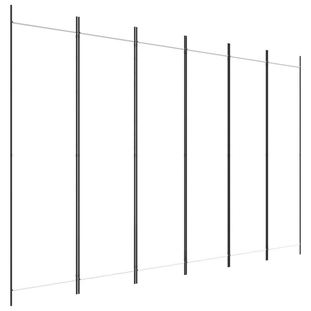 6-Panel Room Divider White 300x200 cm Fabric