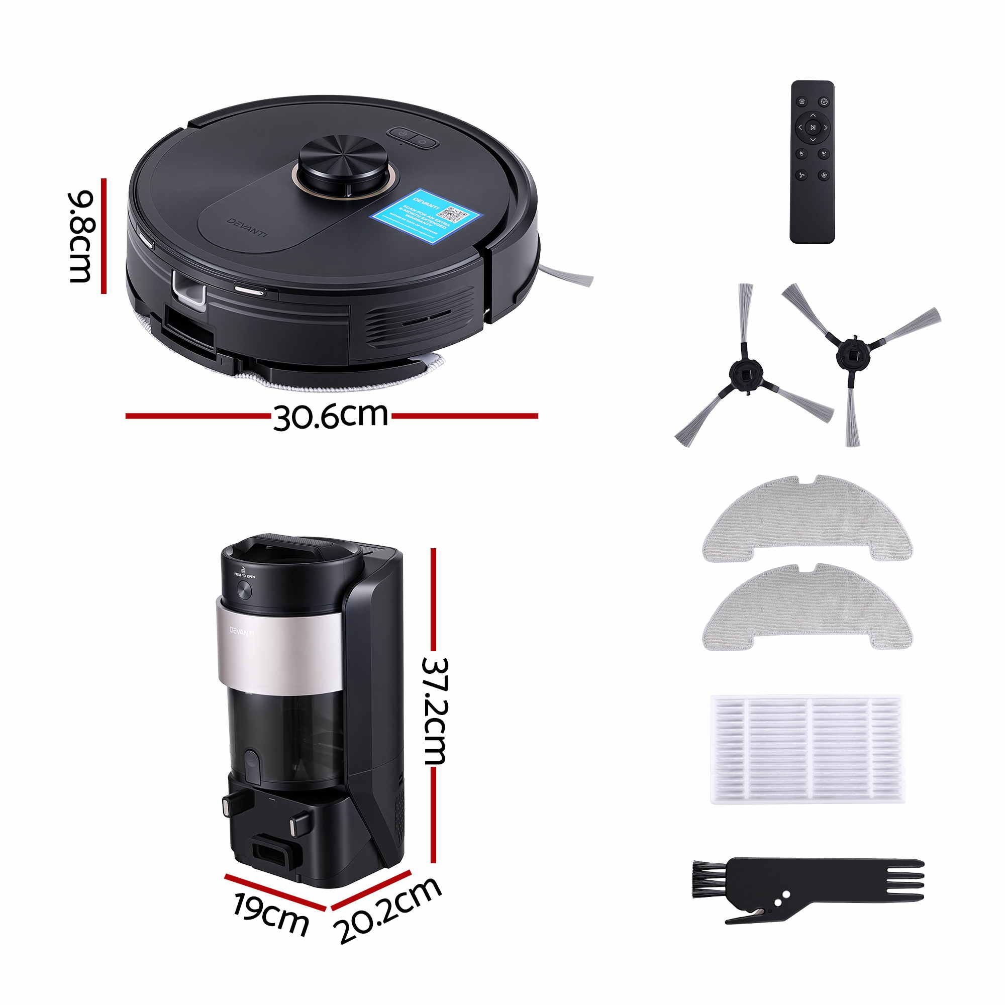 DEVANTI 3in1 Robot Vacuum and Mop, Self-Empty APP Control 6000Pa LDS Laser