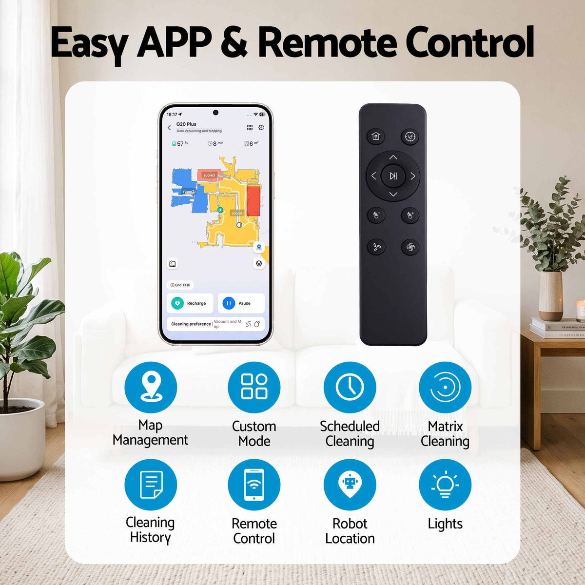 DEVANTI 3in1 Robot Vacuum and Mop, Self-Empty APP Control 6000Pa LDS Laser