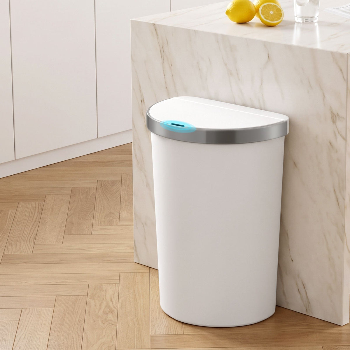 Devanti 50L Motion Sensor Bins Trash Can Kitchen Smart Rubbish Bin White