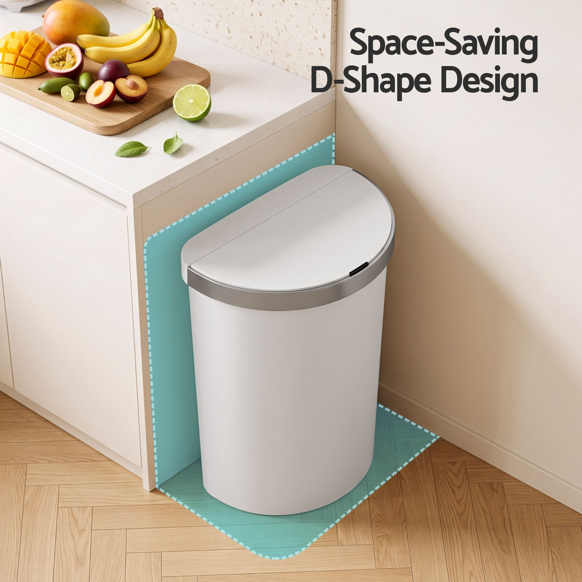 Devanti 50L Motion Sensor Bins Trash Can Kitchen Smart Rubbish Bin White