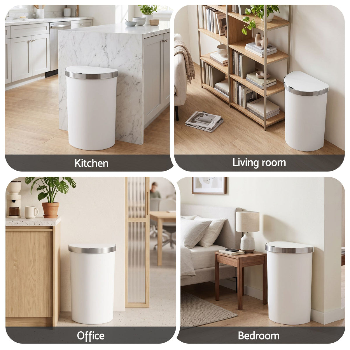 Devanti 50L Motion Sensor Bins Trash Can Kitchen Smart Rubbish Bin White