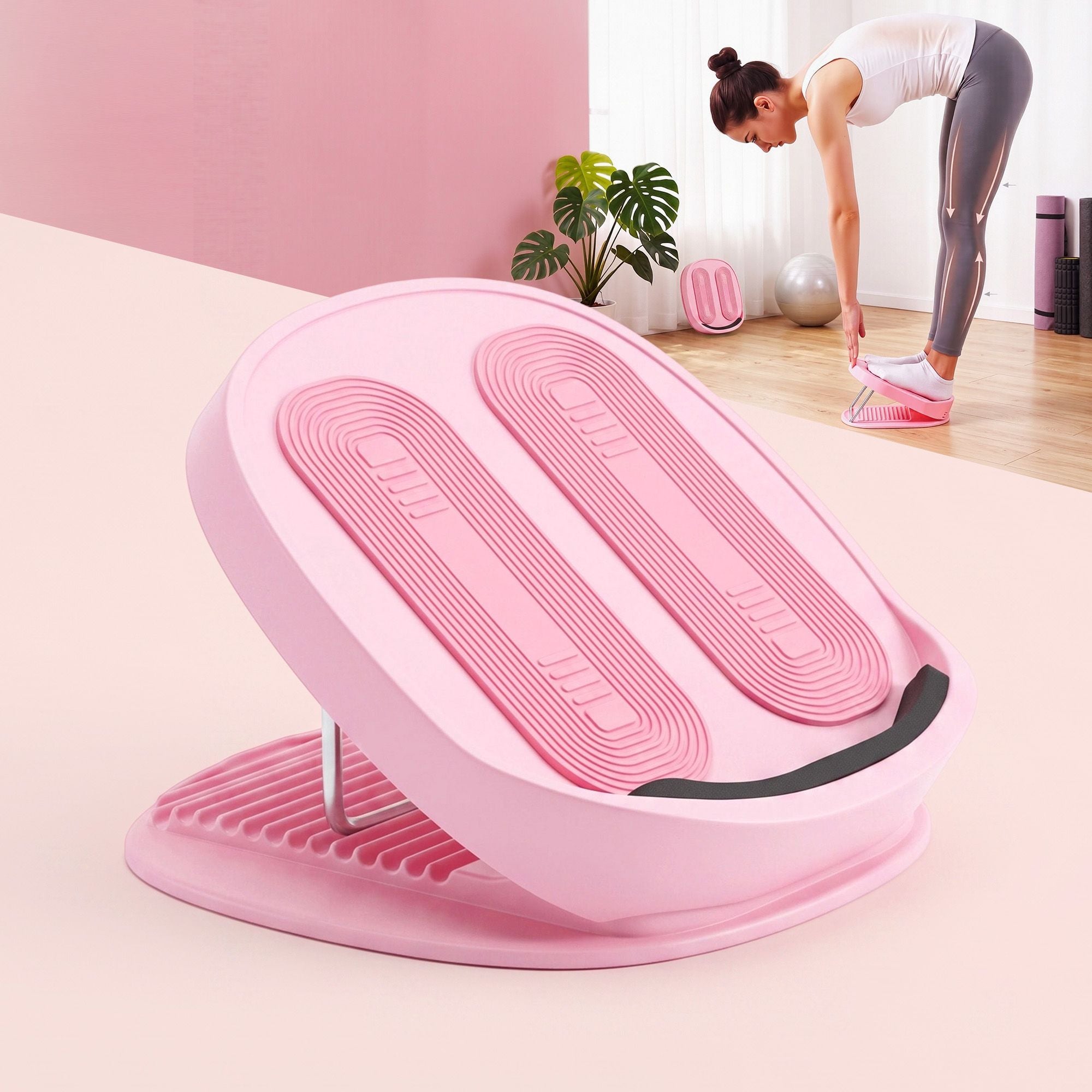 Everfit Slant Board Balance Board 14-Level Adjustable Incline Calf Stretch Pink