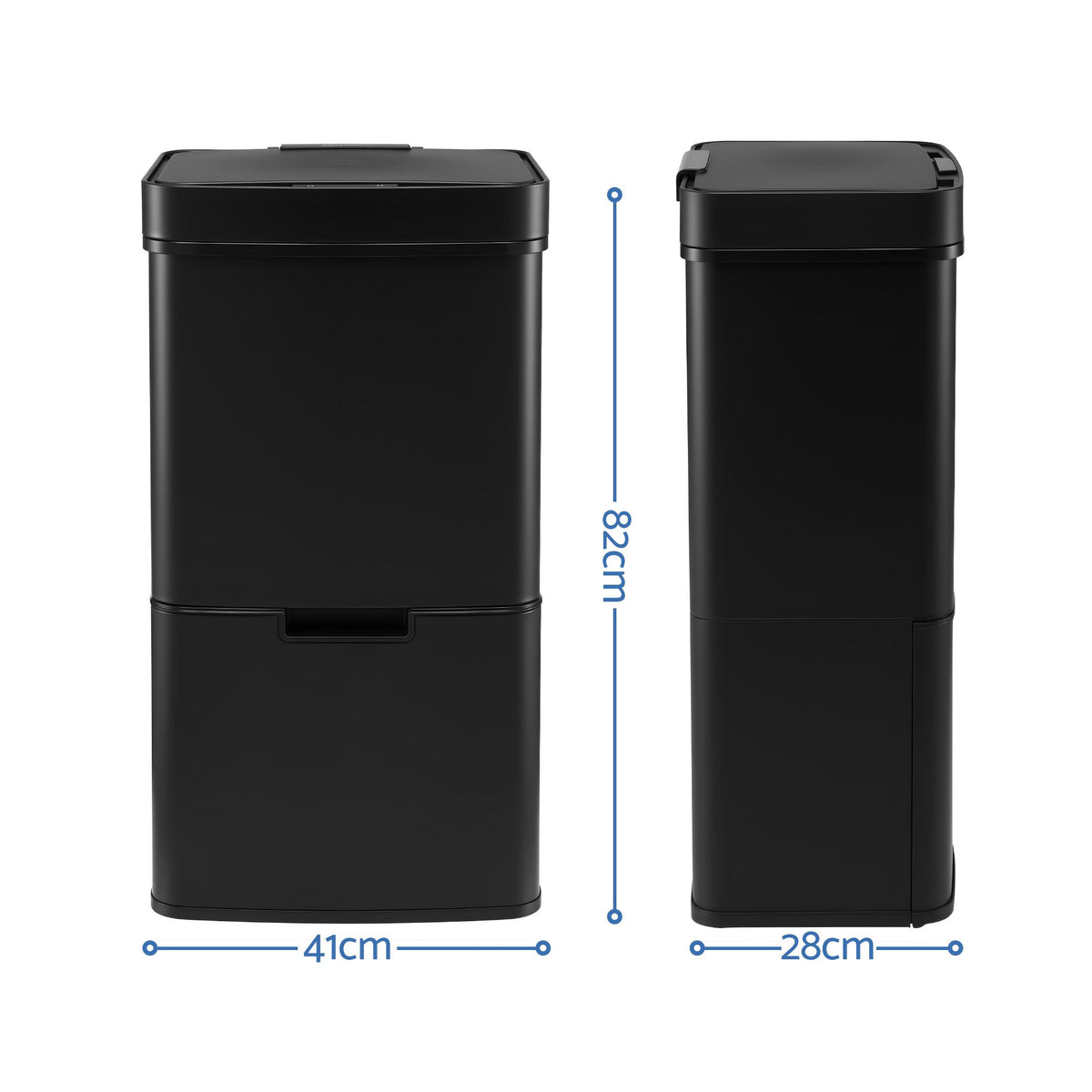 Devanti 72L Sensor Bin 4-in-1 Compartment Stainless Steel Trash Can Black