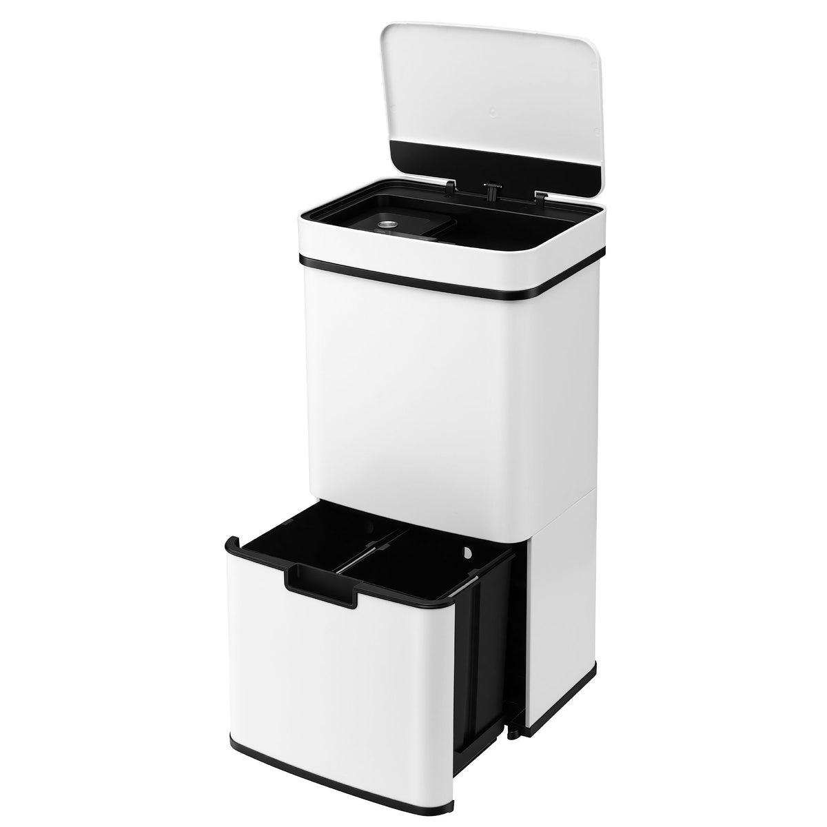 Devanti 72L Sensor Bin 4-in-1 Compartment Stainless Steel Trash Can White