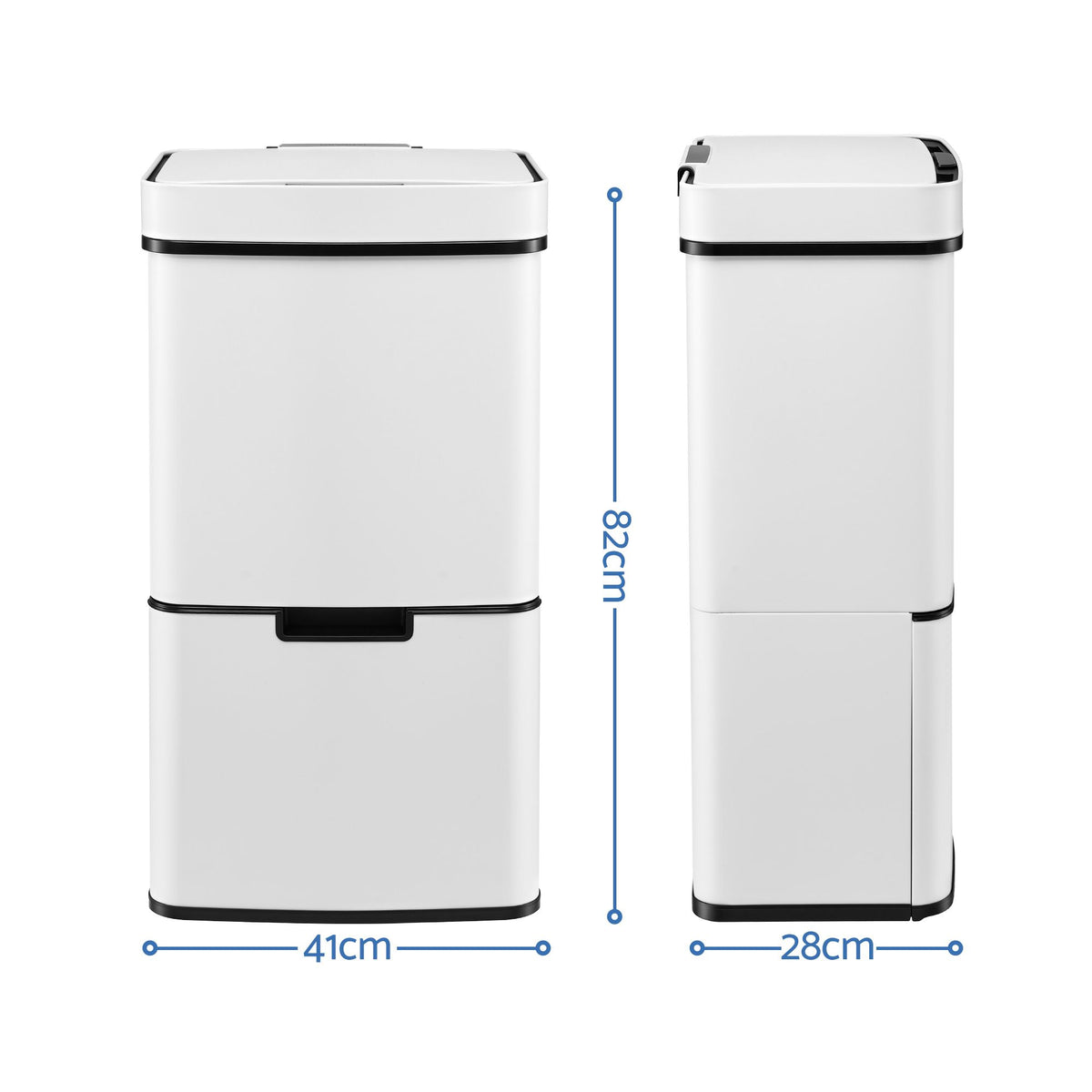 Devanti 72L Sensor Bin 4-in-1 Compartment Stainless Steel Trash Can White
