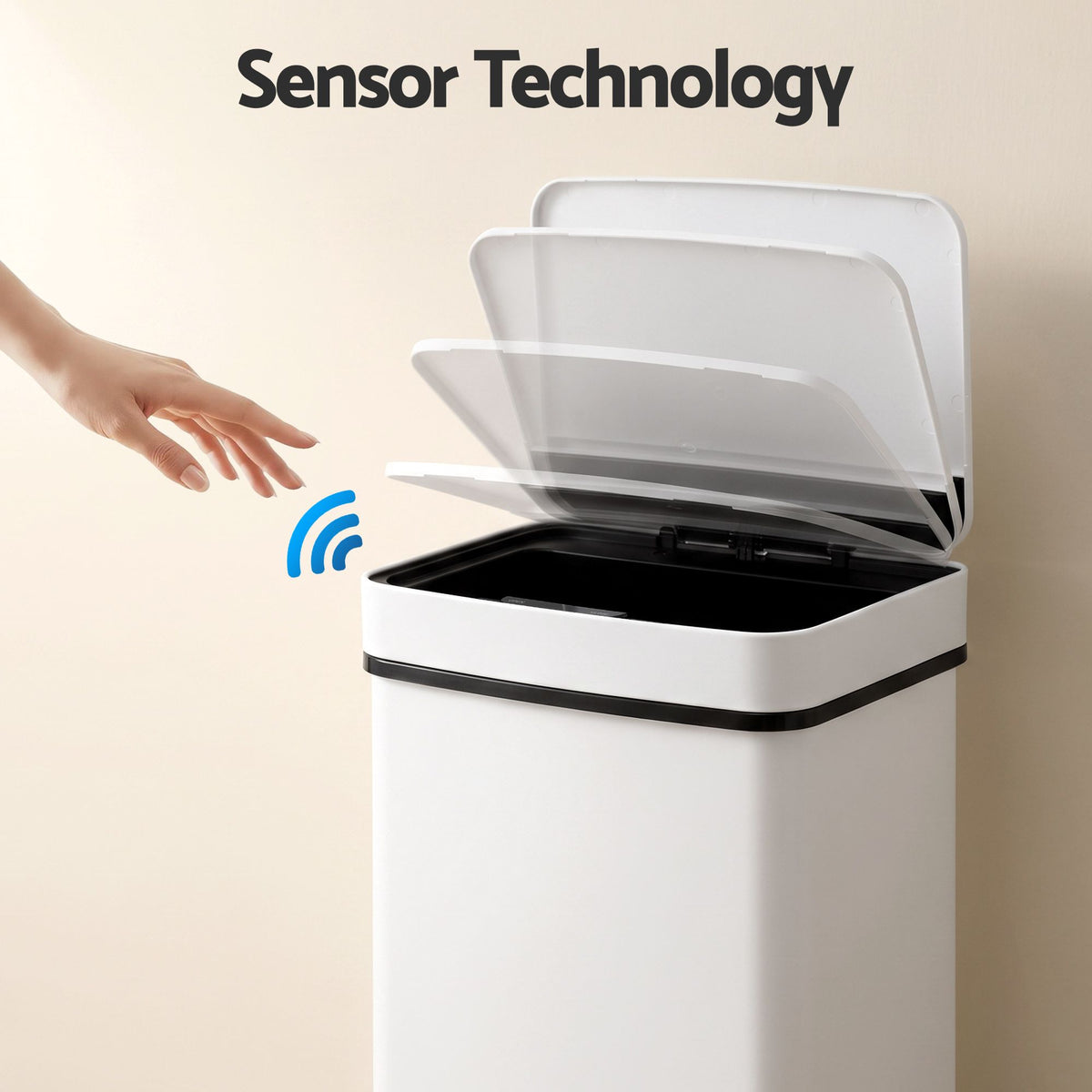 Devanti 72L Sensor Bin 4-in-1 Compartment Stainless Steel Trash Can White
