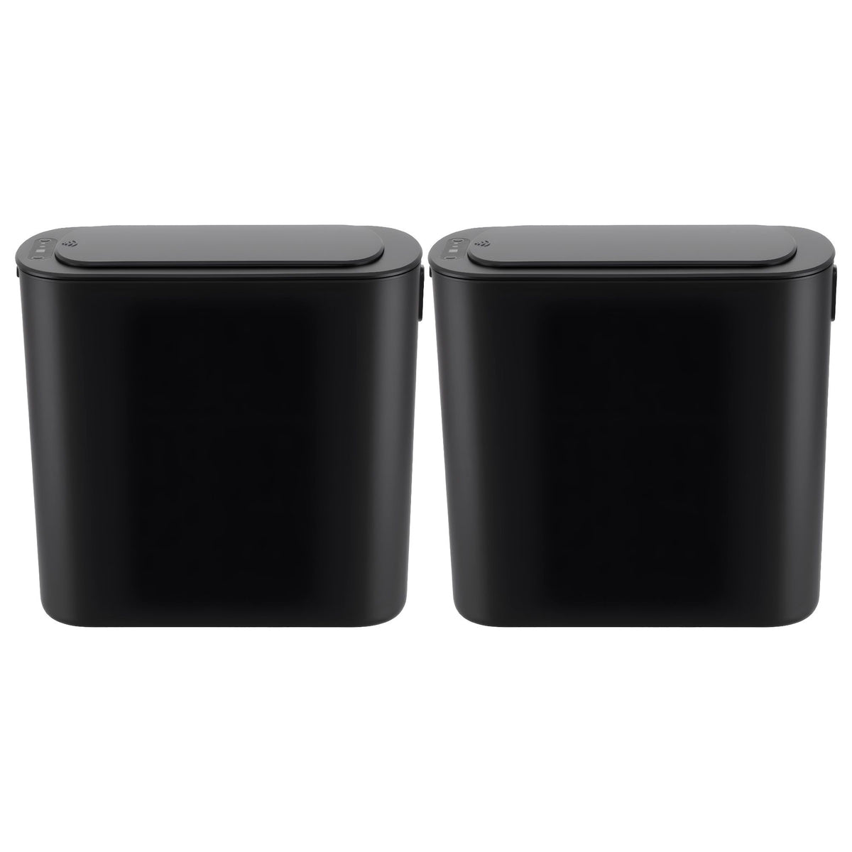 Devanti Automatic Trash Bin 2PCS with Lid 11L Motion Sensor Kitchen Bin Touchless Garbage Can Modern Black Plastic Slim Rubbish Bin with Liner Holder