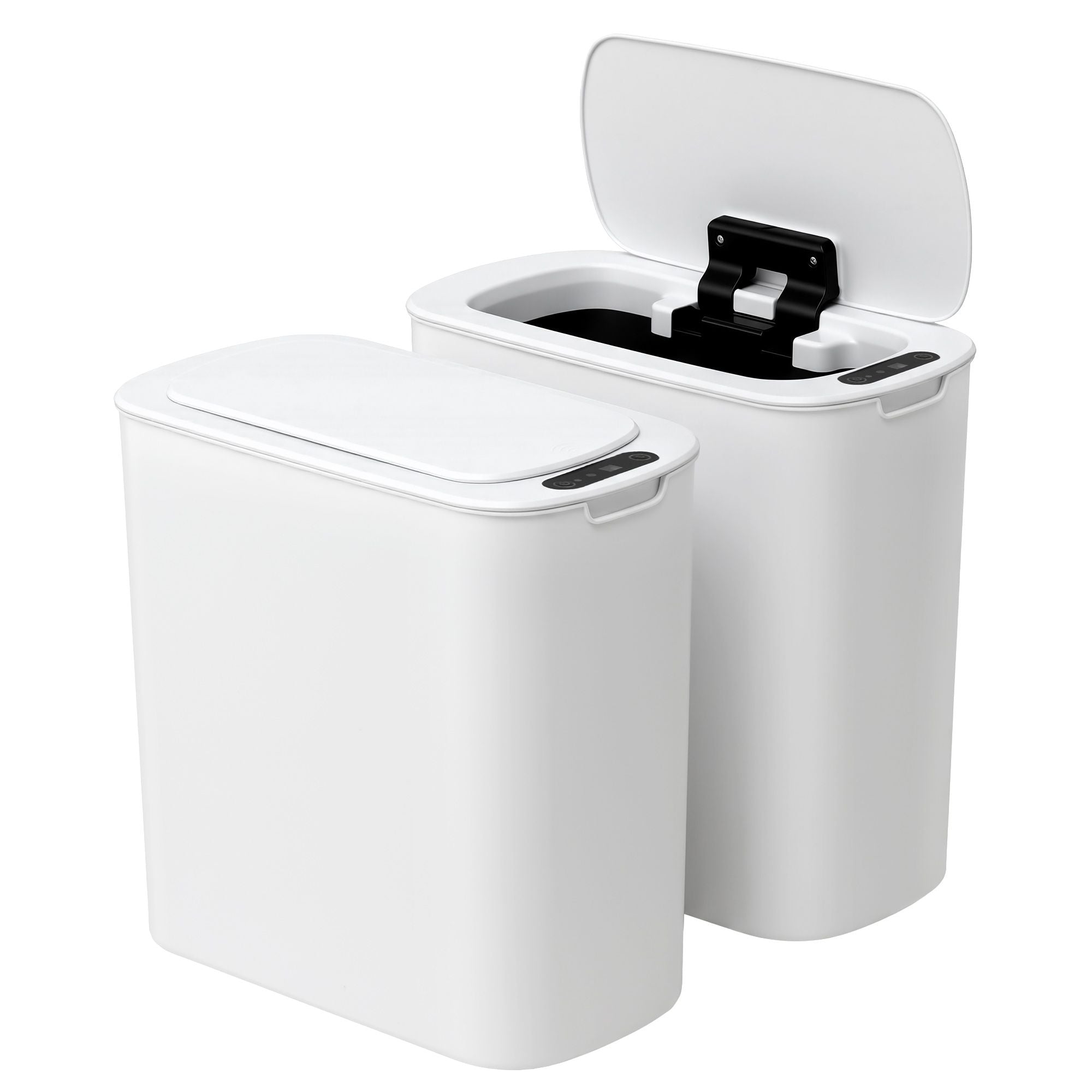 Devanti Automatic Trash Bin 2PCS with Lid 11L Motion Sensor Kitchen Bin Touchless Garbage Can Modern White Plastic Slim Rubbish Bin with Liner Holder