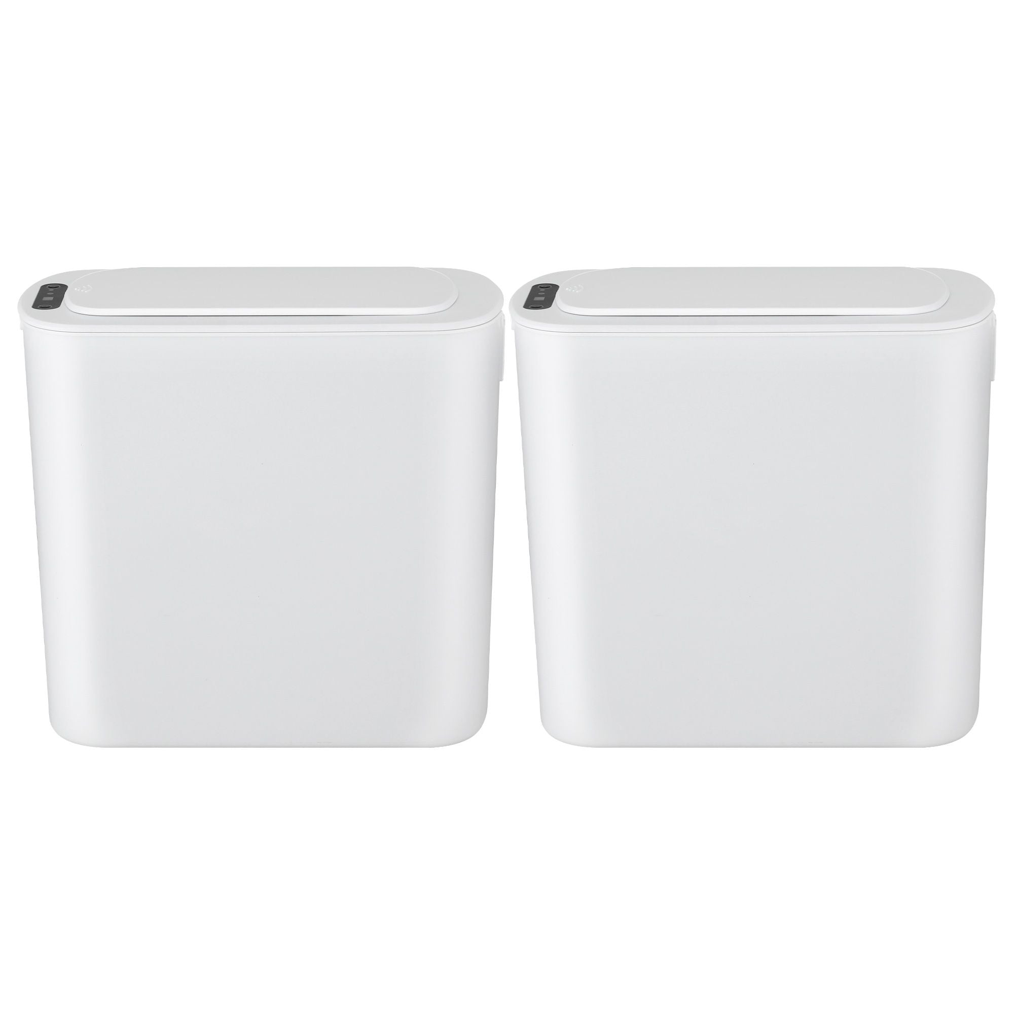 Devanti Automatic Trash Bin 2PCS with Lid 11L Motion Sensor Kitchen Bin Touchless Garbage Can Modern White Plastic Slim Rubbish Bin with Liner Holder