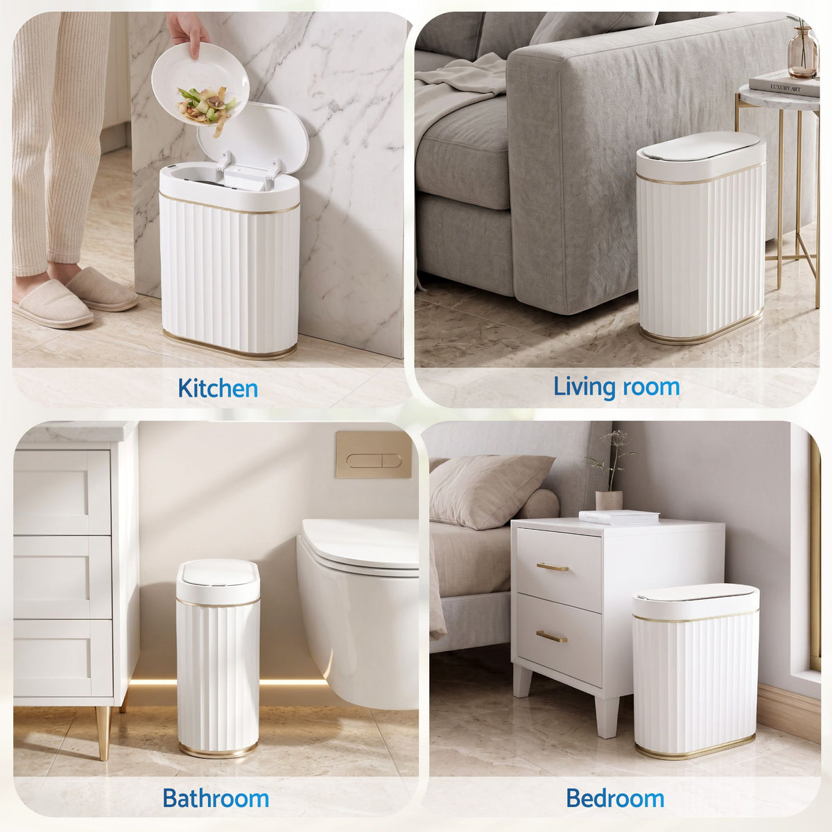 Devanti Sensor Trash Can 7L Motion Slim Bins Touchless Automatic Waste Bin White