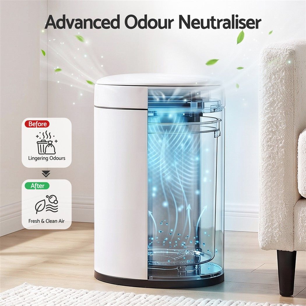 Devanti 20L Automatic Sensor Bin Touchless Rubbish Waste Bin White