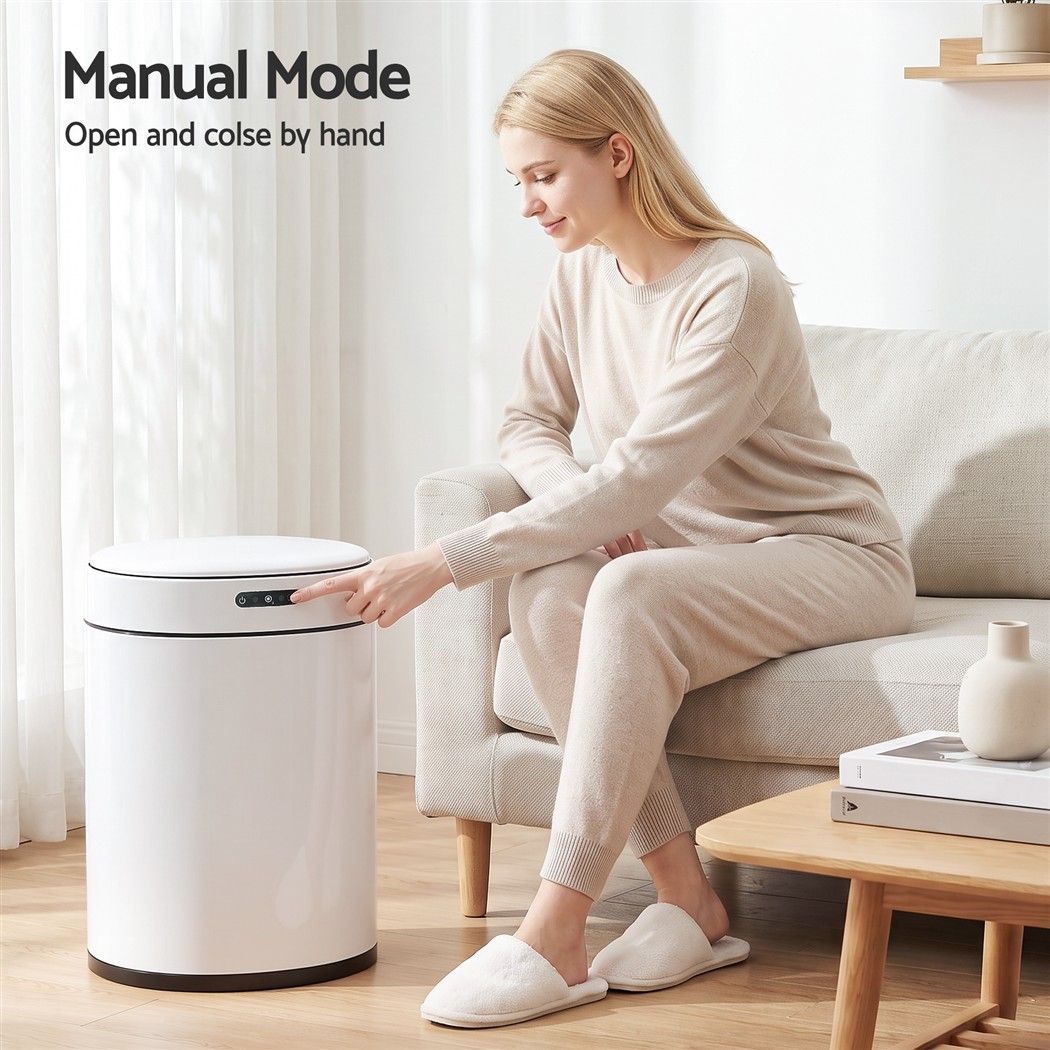 Devanti 20L Automatic Sensor Bin Touchless Rubbish Waste Bin White
