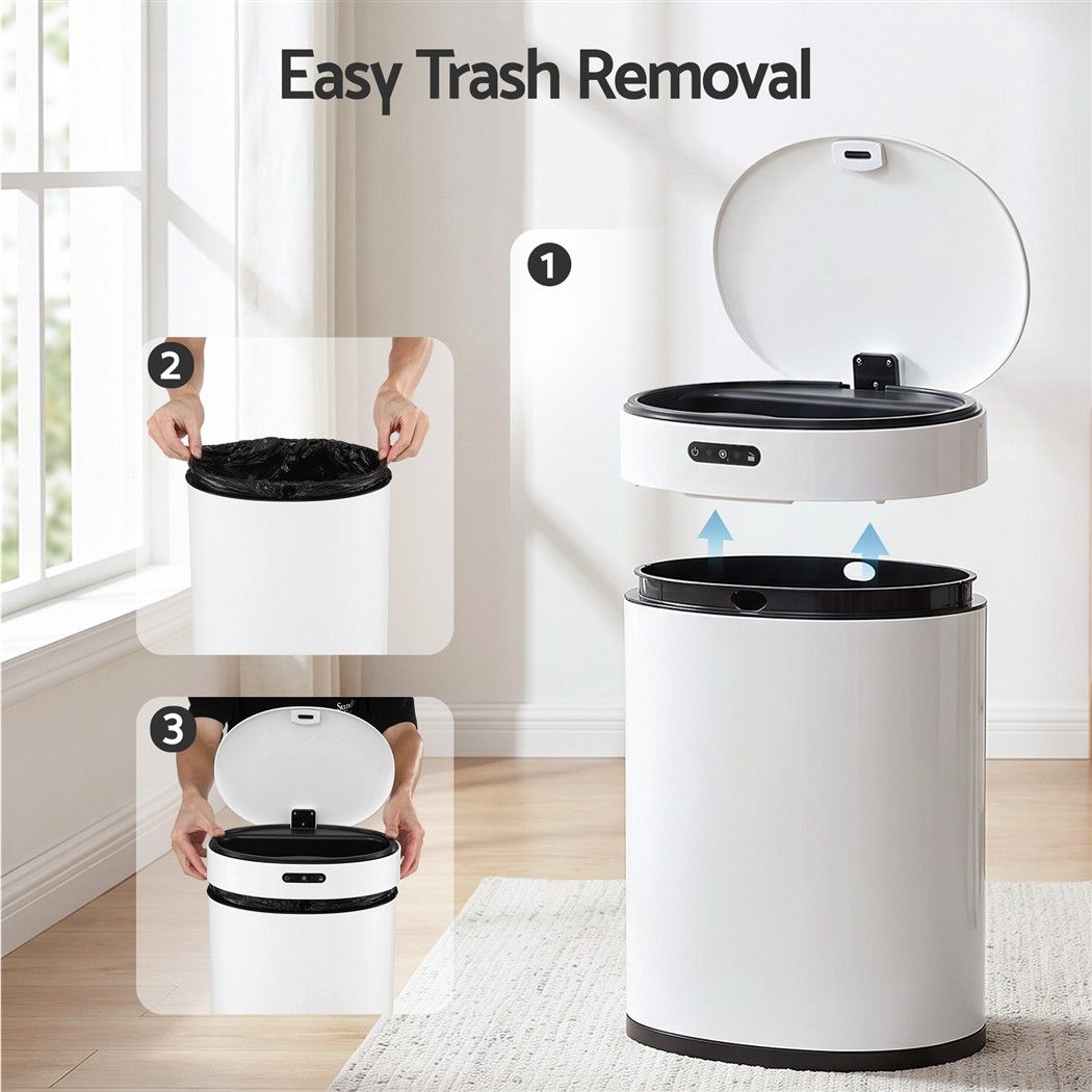 Devanti 20L Automatic Sensor Bin Touchless Rubbish Waste Bin White