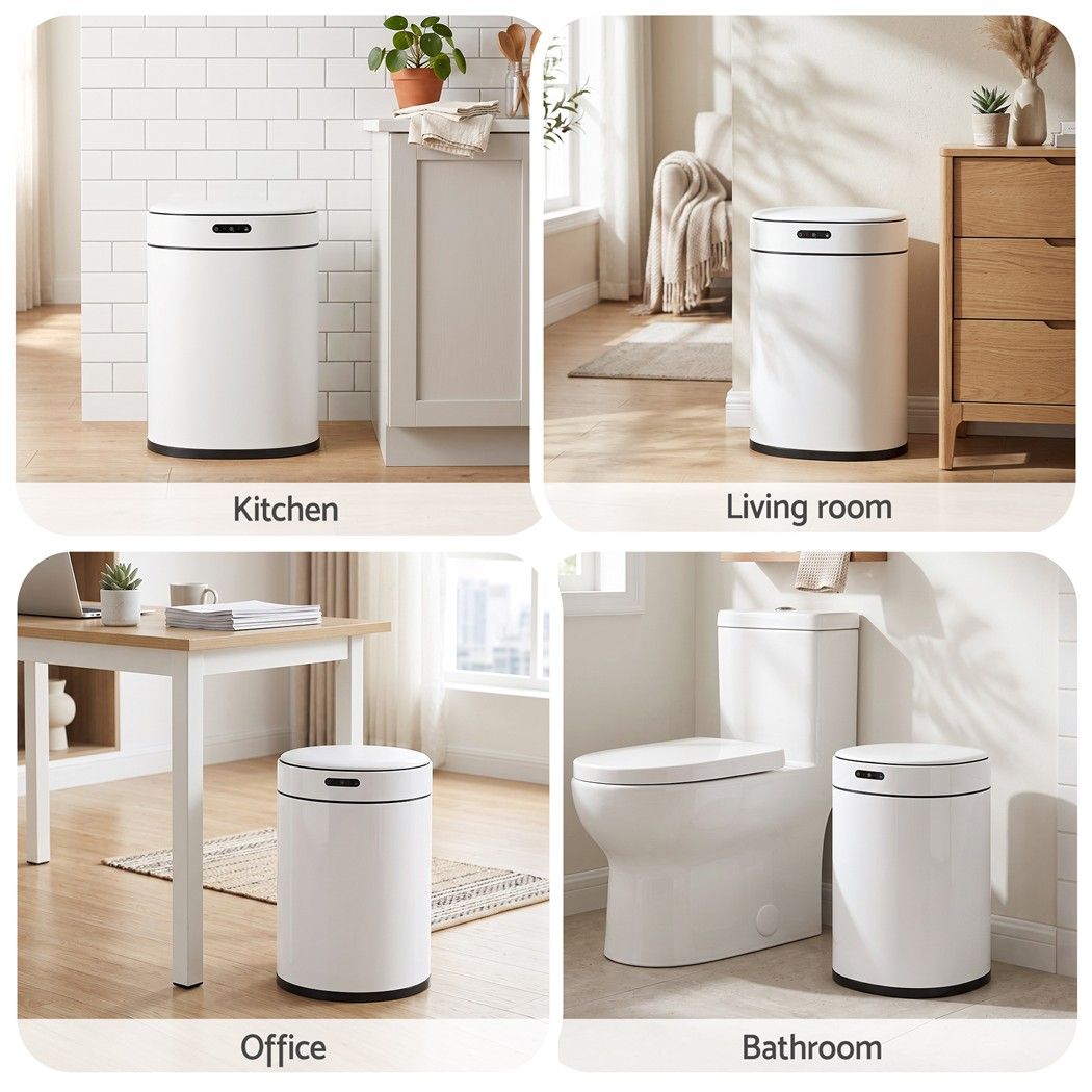 Devanti 20L Automatic Sensor Bin Touchless Rubbish Waste Bin White