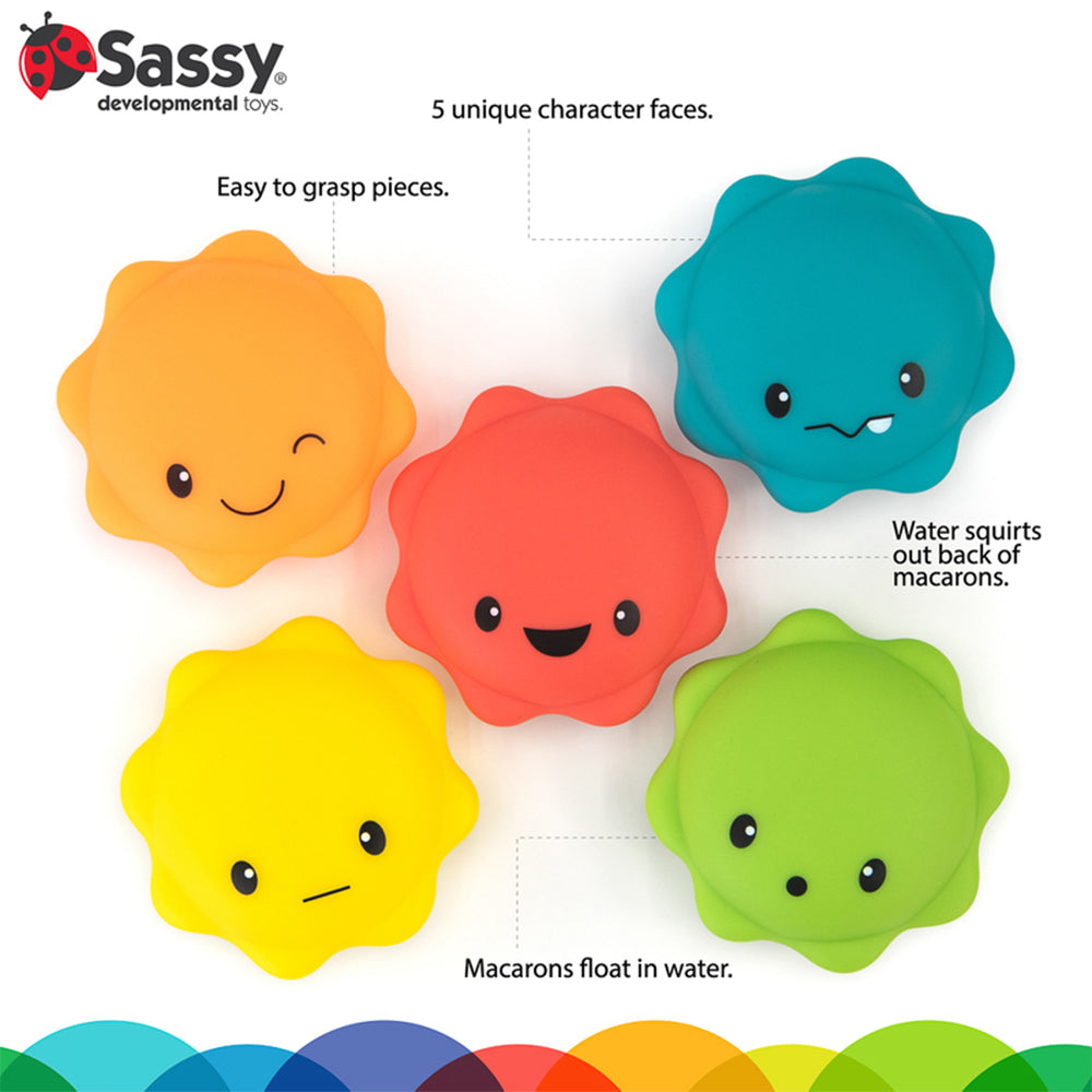 Sassy Baby Macaron Water Squirters Soft Squeezable Bath Toy Sensory 6 Months+