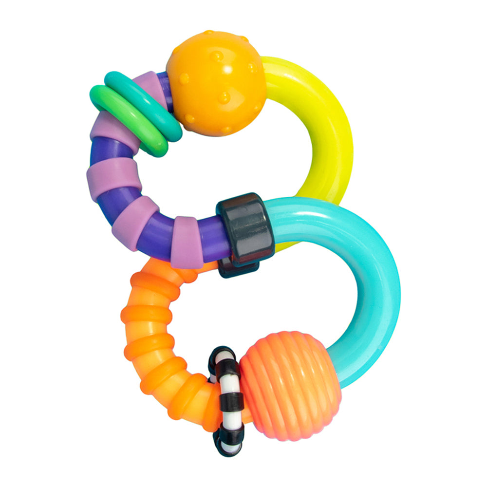 Sassy Baby Twist-A-Roo Rattle Textured Sensory Teether Bright Colours 3 Months+