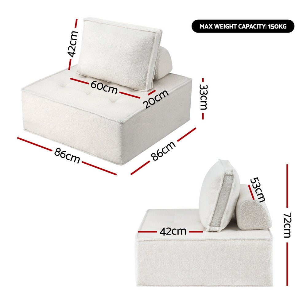 Artiss 3 Floor Sofa Lounge Chair with Pillow