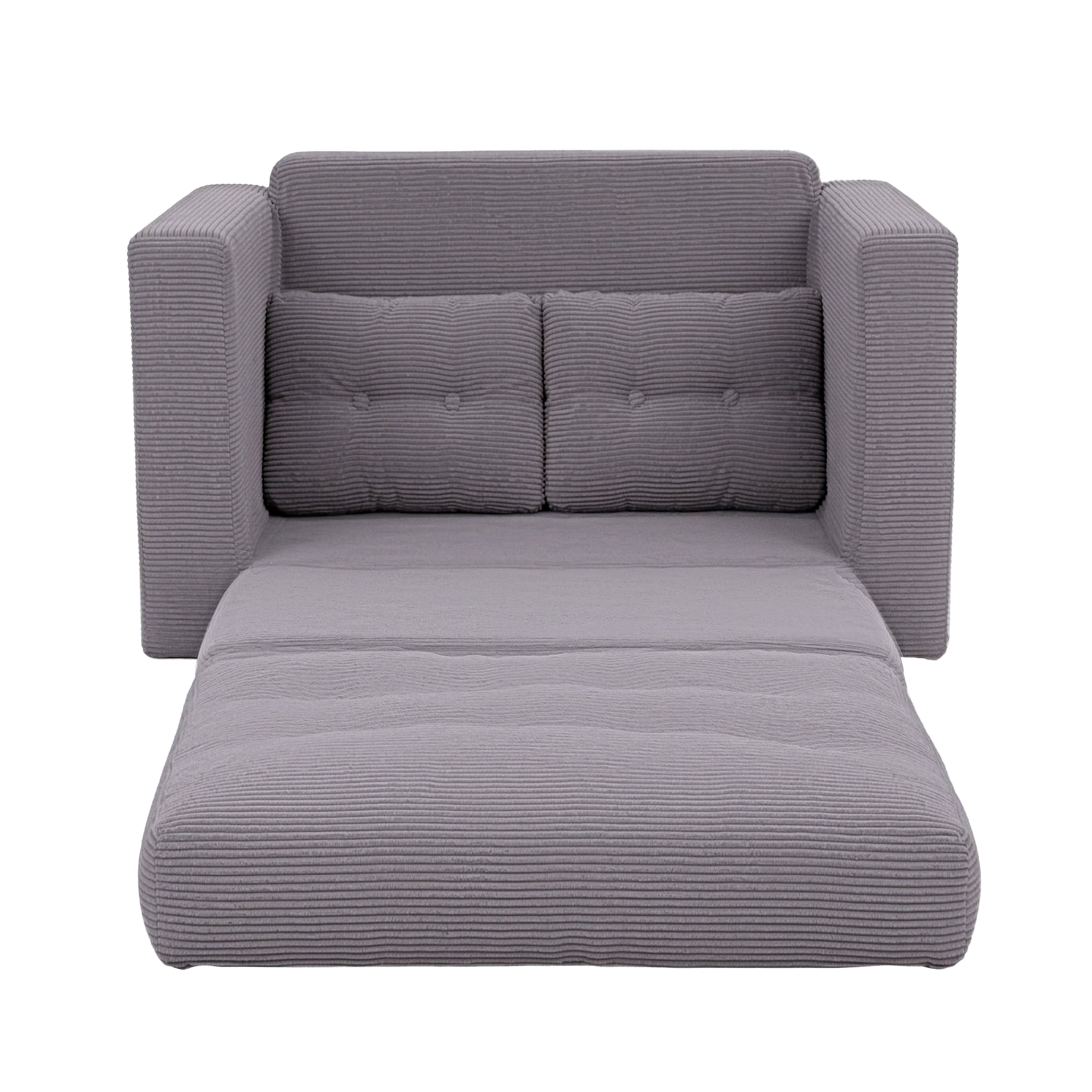 Artiss 2 Seater Corduroy Convertible Sofa Bed Pull Out Boneless Couch Grey