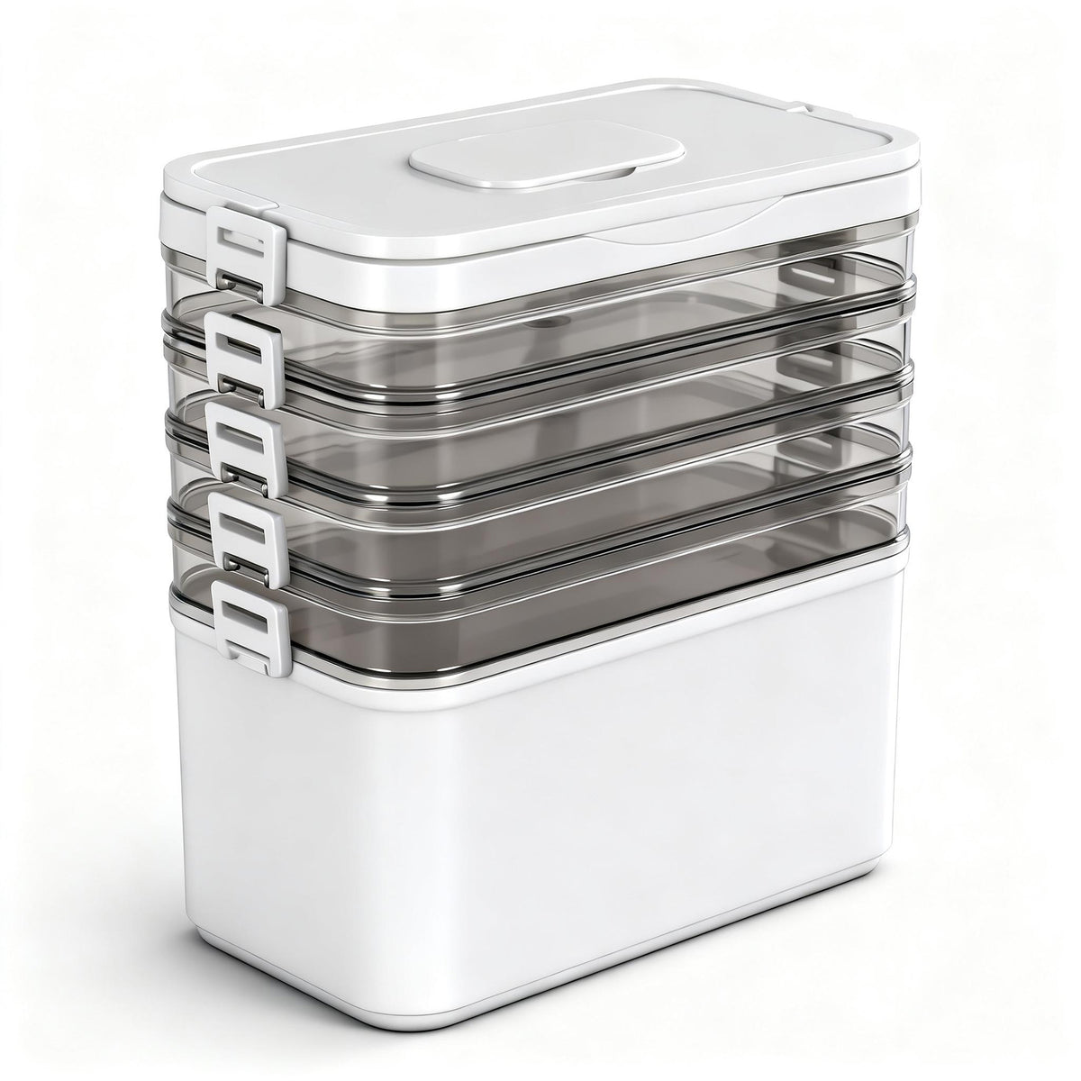 Artiss 5 Tier Portable Storage Box Detachable with Handles Plastic Clear