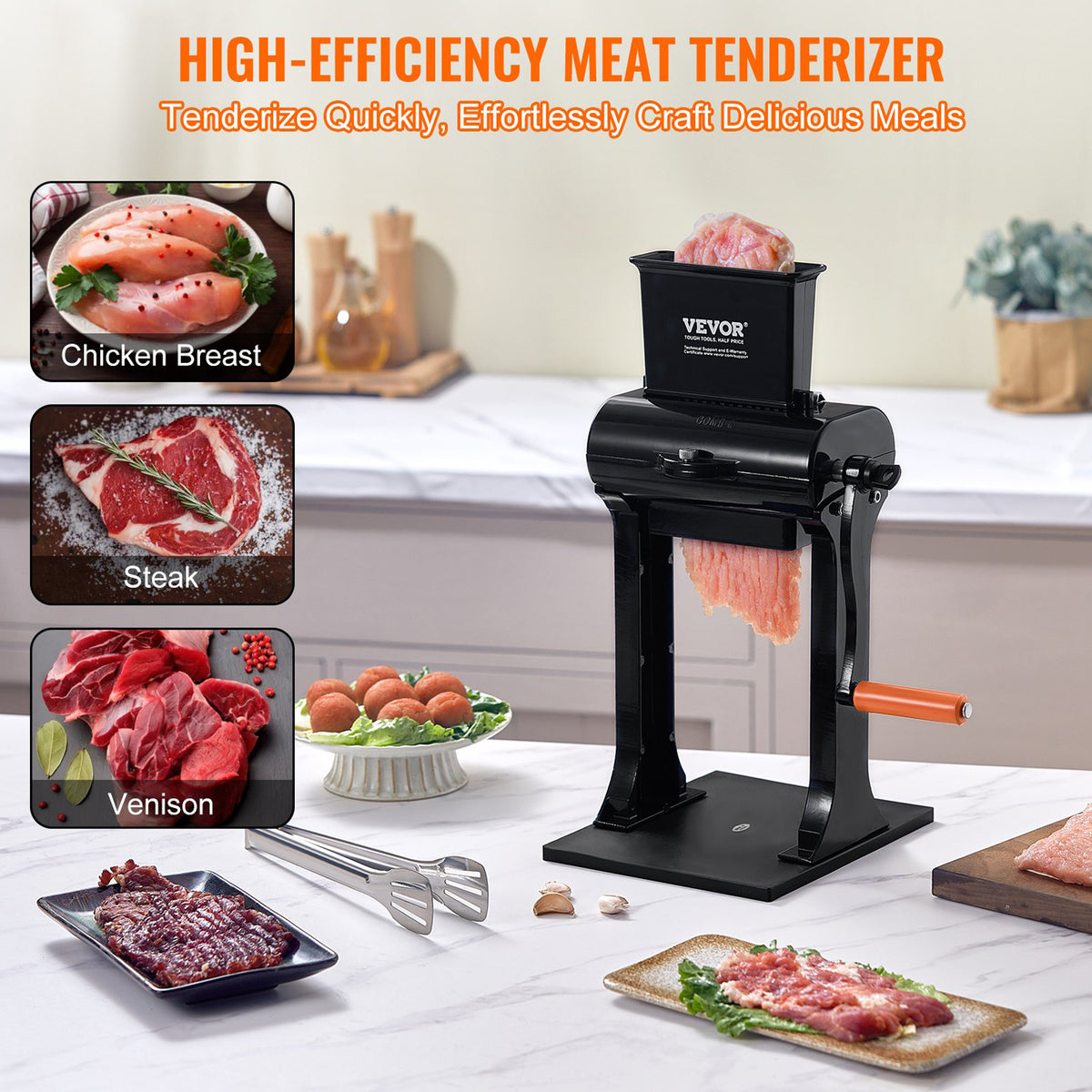 Meat Tenderizer Commercial Heavy Duty Stainless Steel Manual 148mm Feed Port