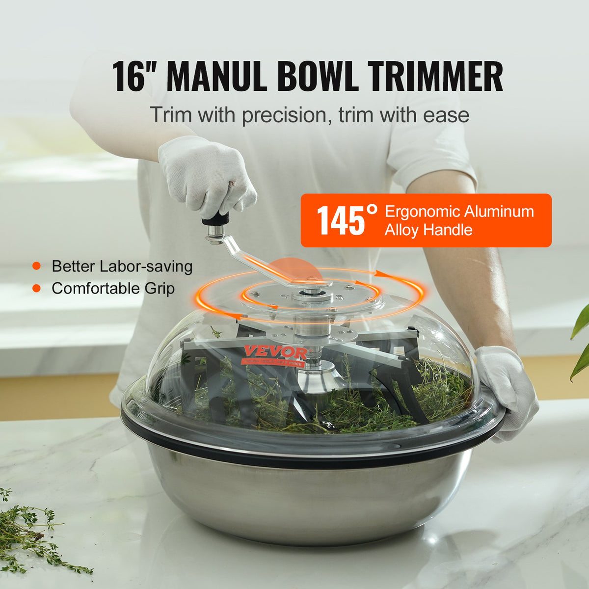 Leaf Bowl Trimmer 16" Manual Bud Trimmer with Stainless Steel Blades