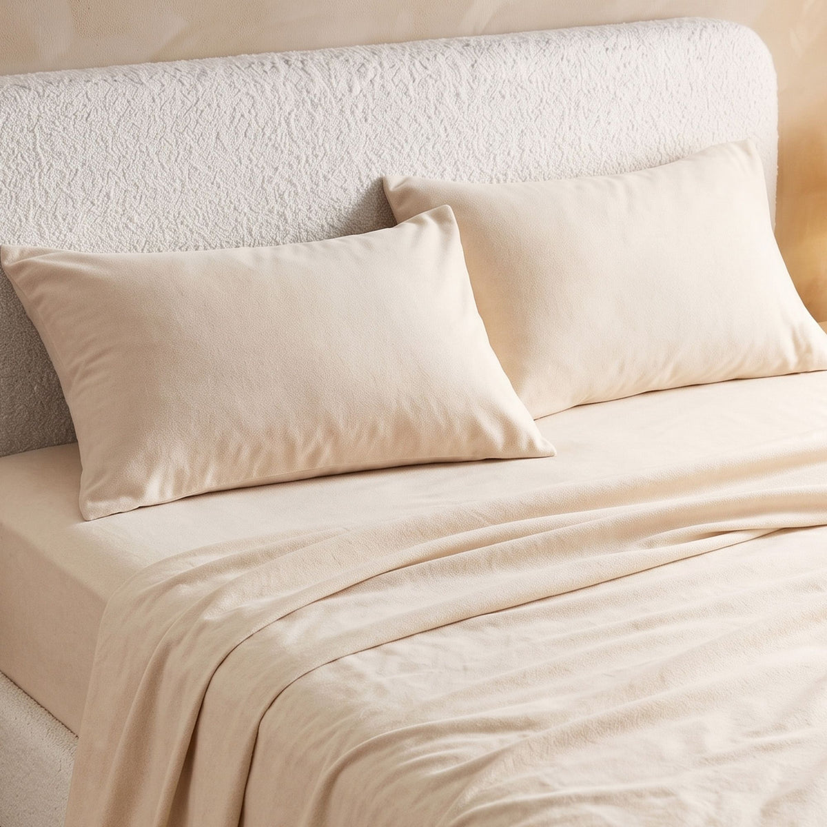 Giselle Double Sheet Set 150GSM Anti-pilling Micro Flannel 4 Piece Cream White