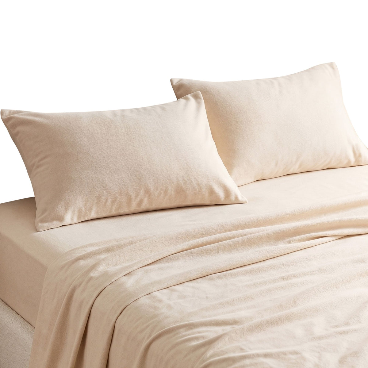 Giselle Double Sheet Set 150GSM Anti-pilling Micro Flannel 4 Piece Cream White