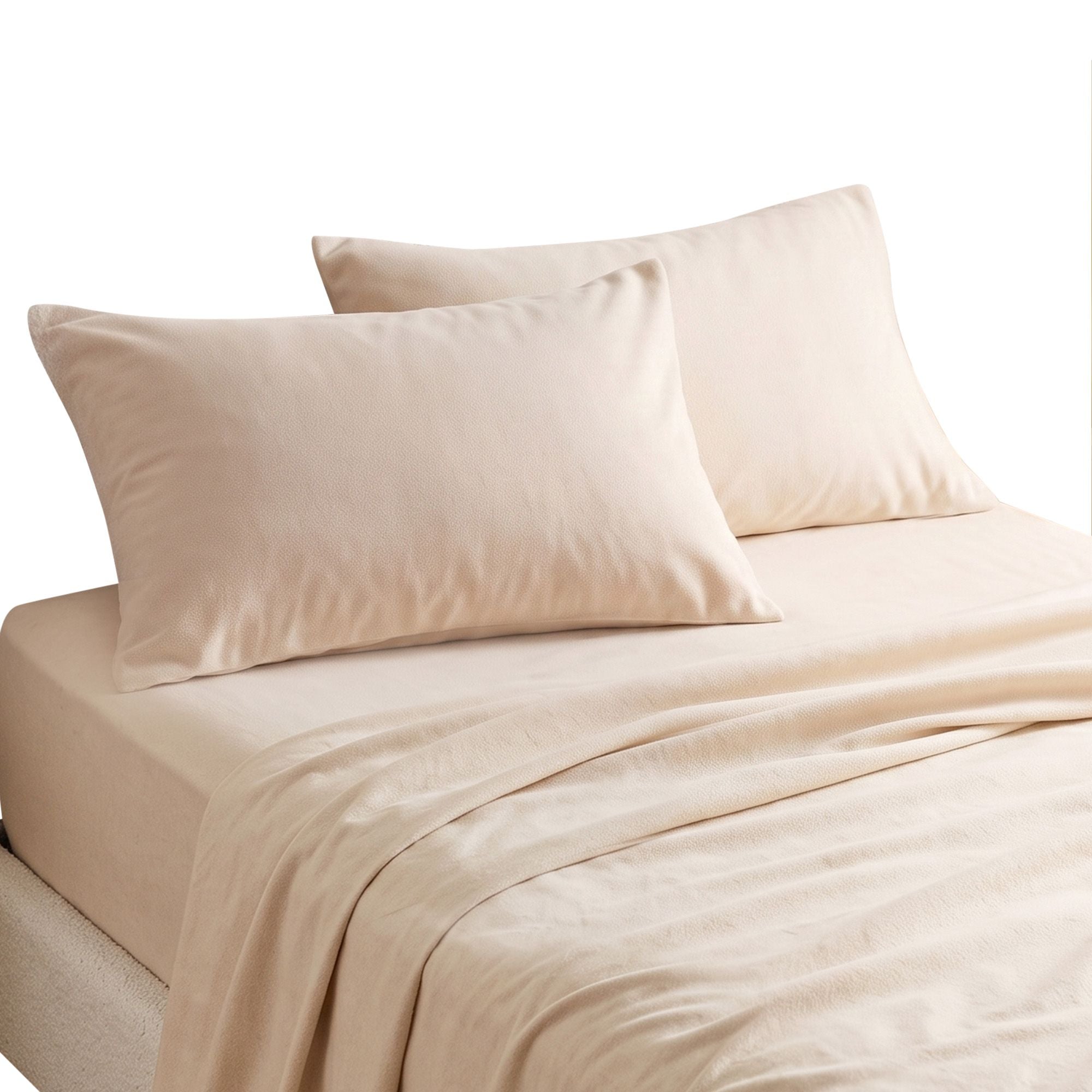Giselle Single Sheet Set 150GSM Anti-pilling Micro Flannel 4 Piece Cream White