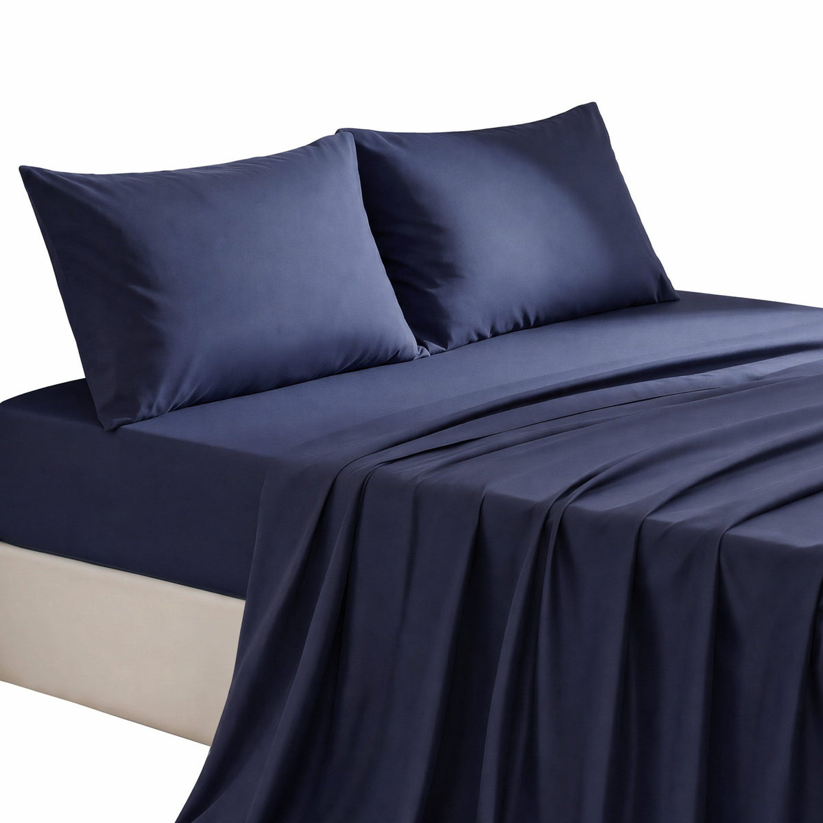 Giselle King 500TC Cotton 4Pcs Sheet Set 40cm Extra Deep Pocket Navy Blue