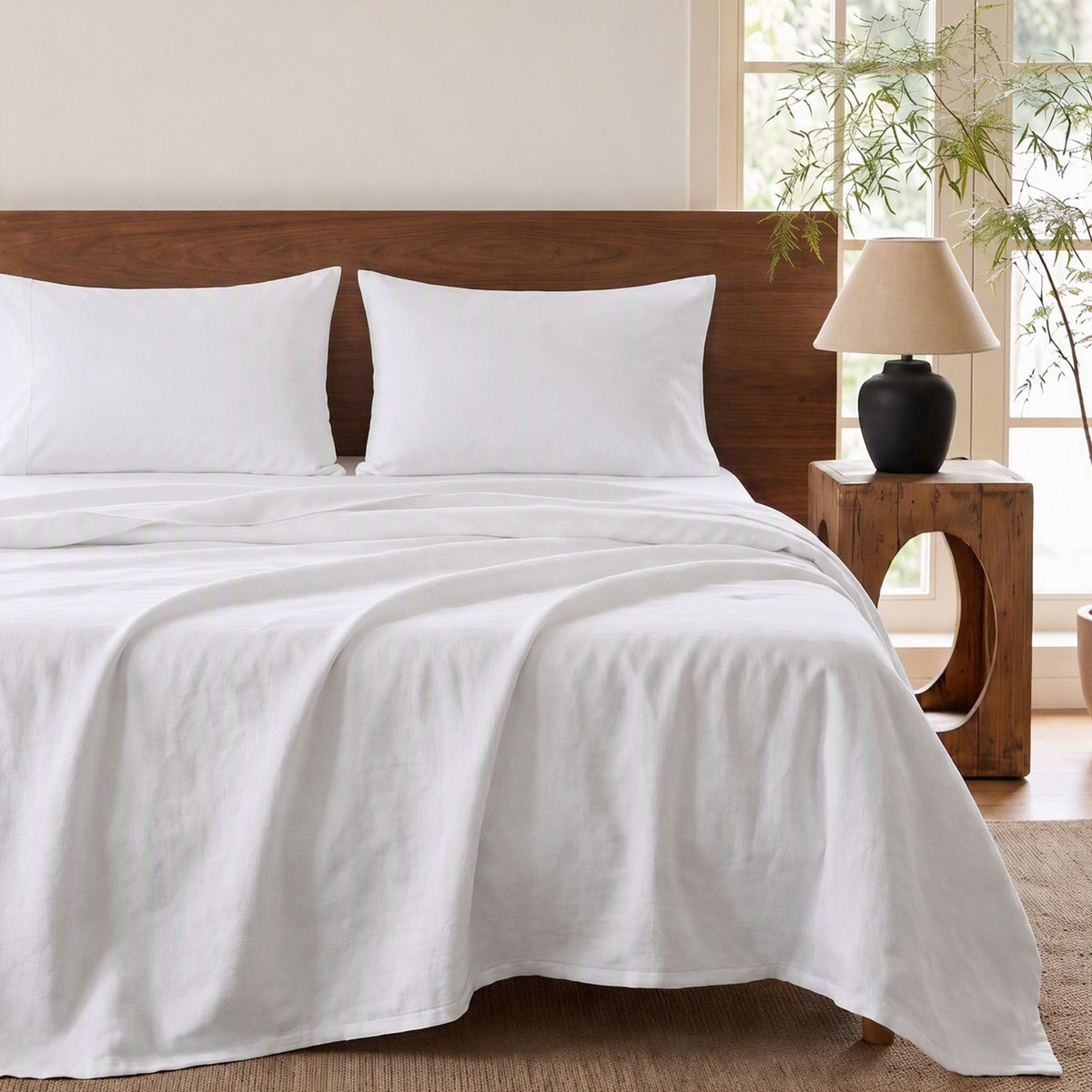 Giselle Double 500TC Cotton 4Pcs Sheet Set 40cm Extra Deep Pocket White