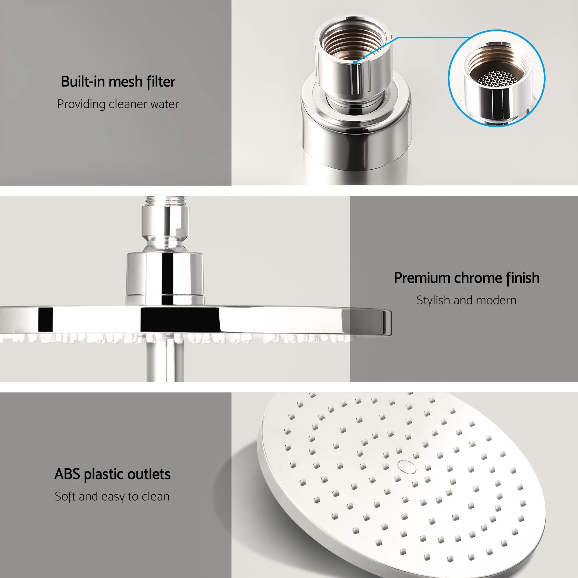 Cefito 9'' Rain Shower Head Set Handheld Round High Pressure Mixer Tap Chrome