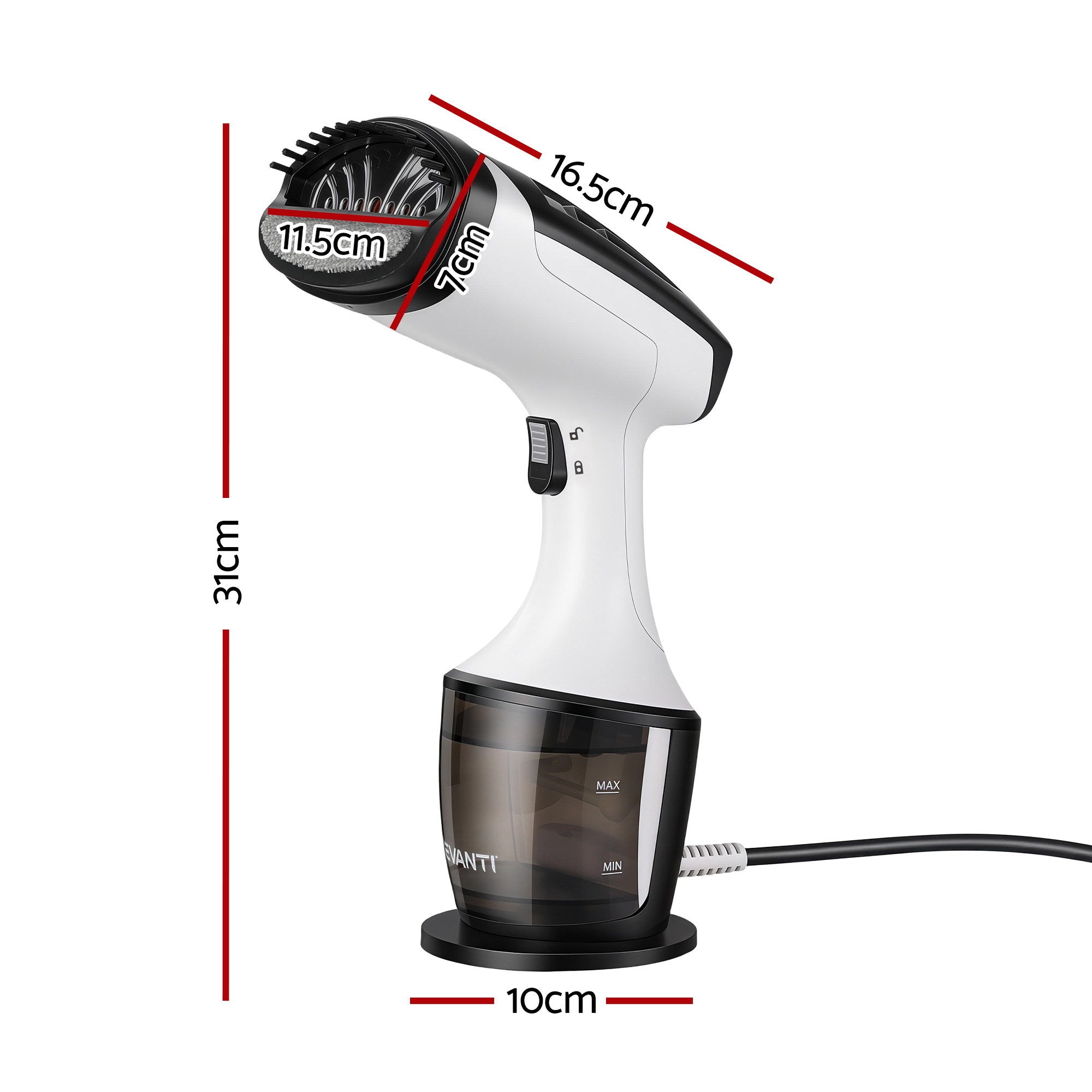 Devanti Clothes Steamer Powerful Fast 30s Heat-Up Continuous Steam 160ml Tank Fabric Brush Portable Handheld Steam Iron