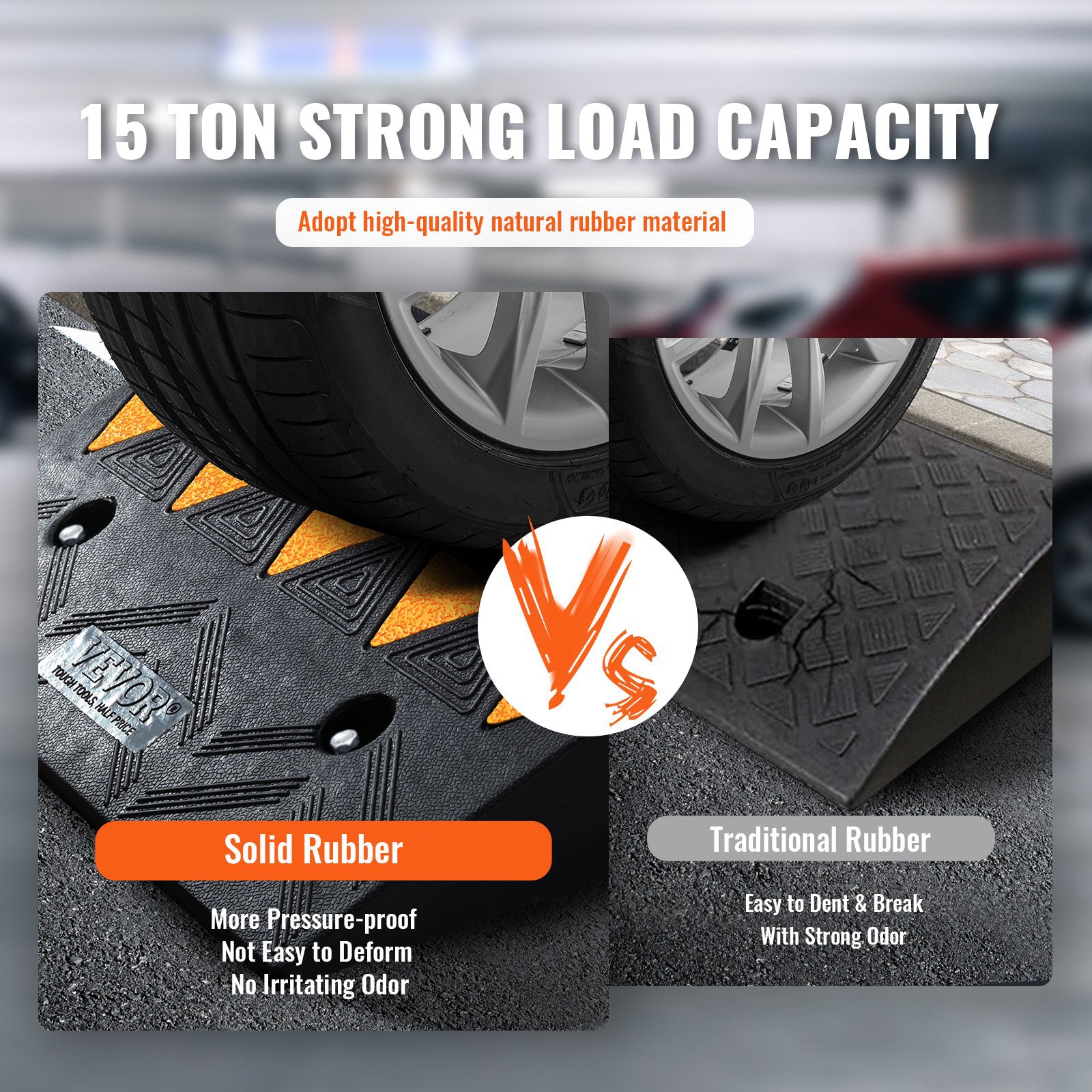 Rubber Curb Ramp 2 Pack 11cm Rise Heavy-Duty 15 Ton Driveway Ramps for Vehicles