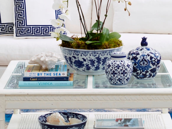 Polo Square White Coffee Table 110cm Hamptons Style Rattan Shelf Glass Top