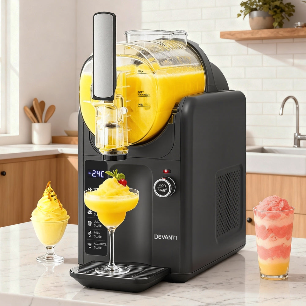 Devanti 5in1 Slushie Machine Ice Cream Maker 2L Grey