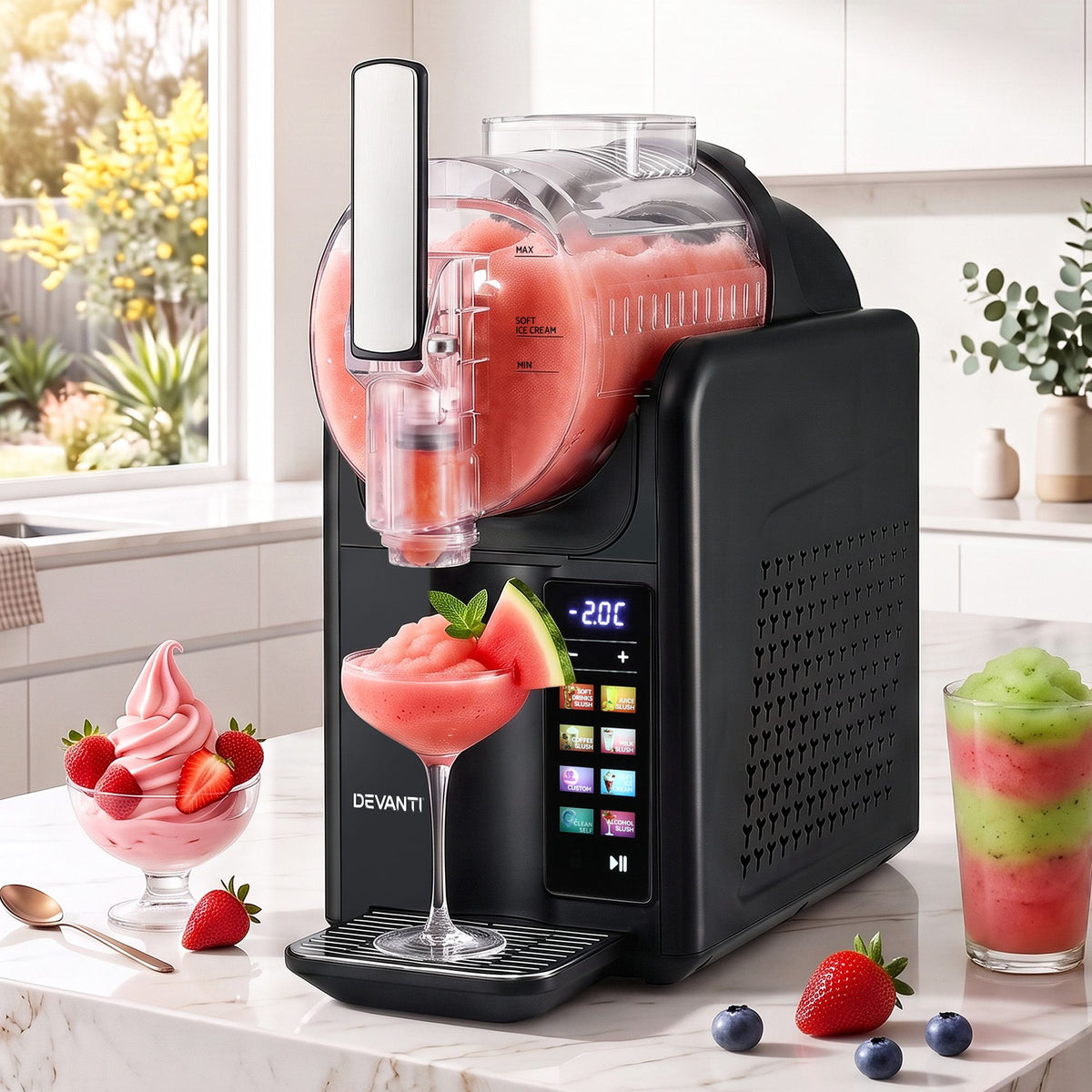 Devanti Slushie Machine 2L Frozen Drink Ice Cream Cocktail Slush Maker Black