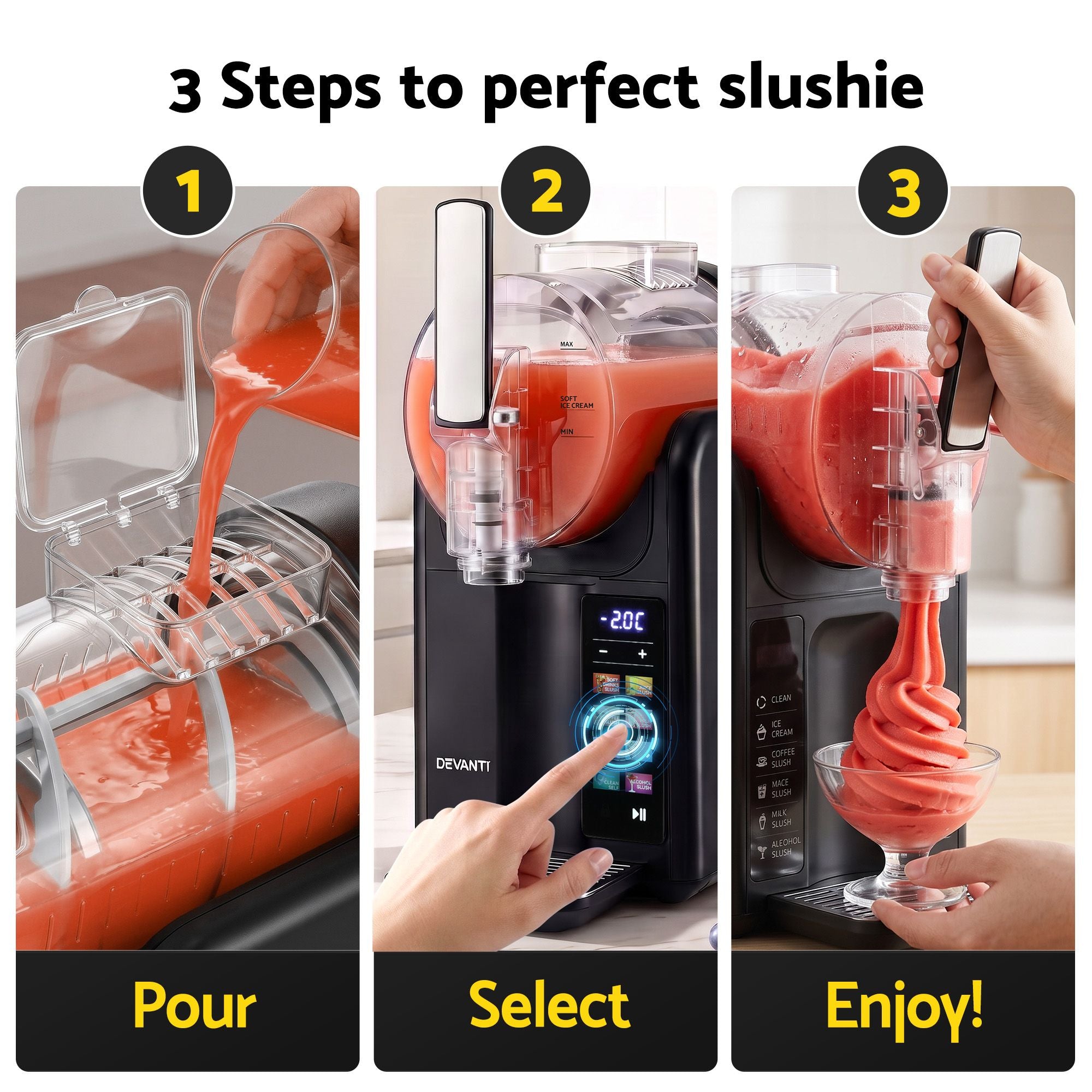 Devanti Slushie Machine 2L Frozen Drink Ice Cream Cocktail Slush Maker Black