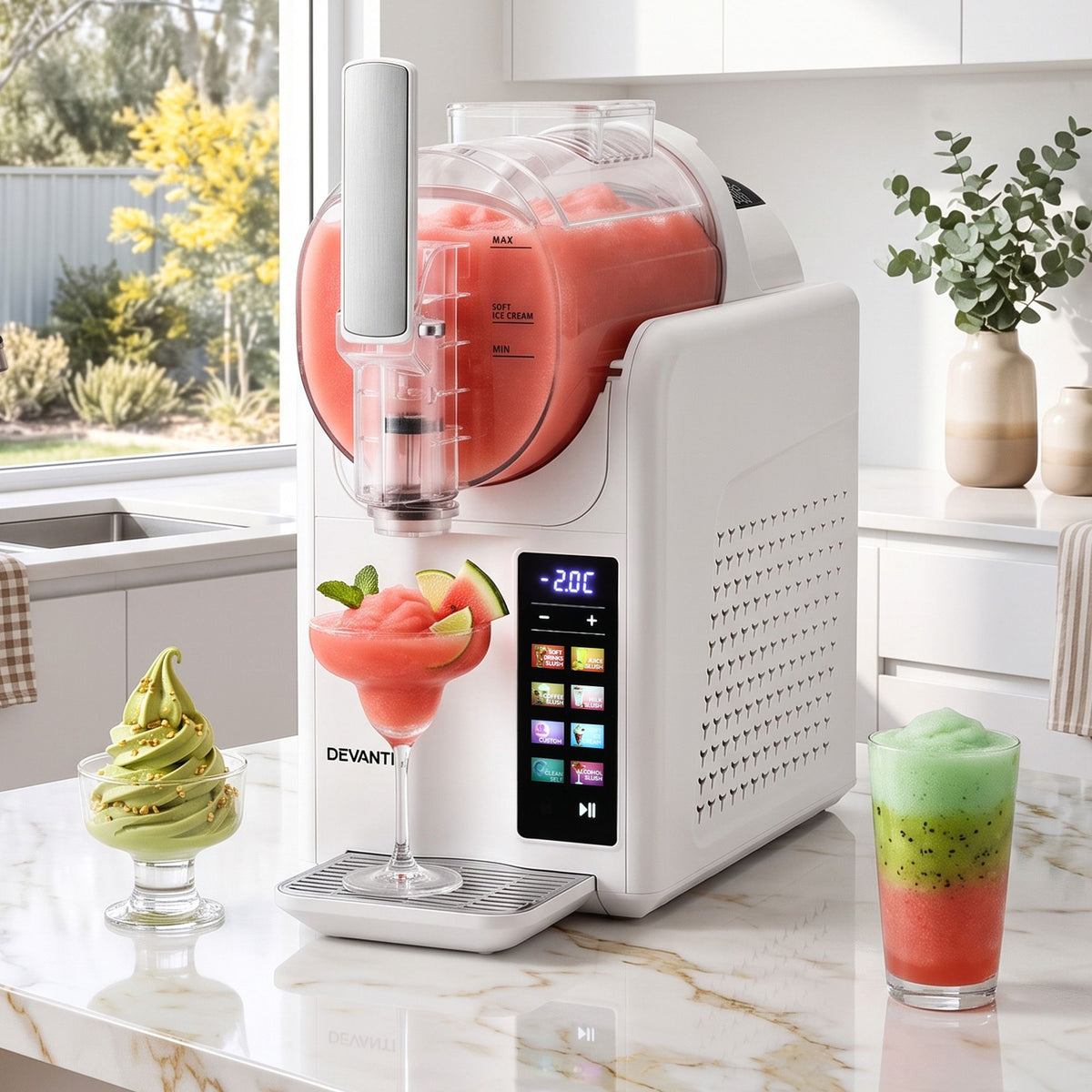 Devanti Slushie Machine 2L Frozen Drink Ice Cream Cocktail Slush Maker White