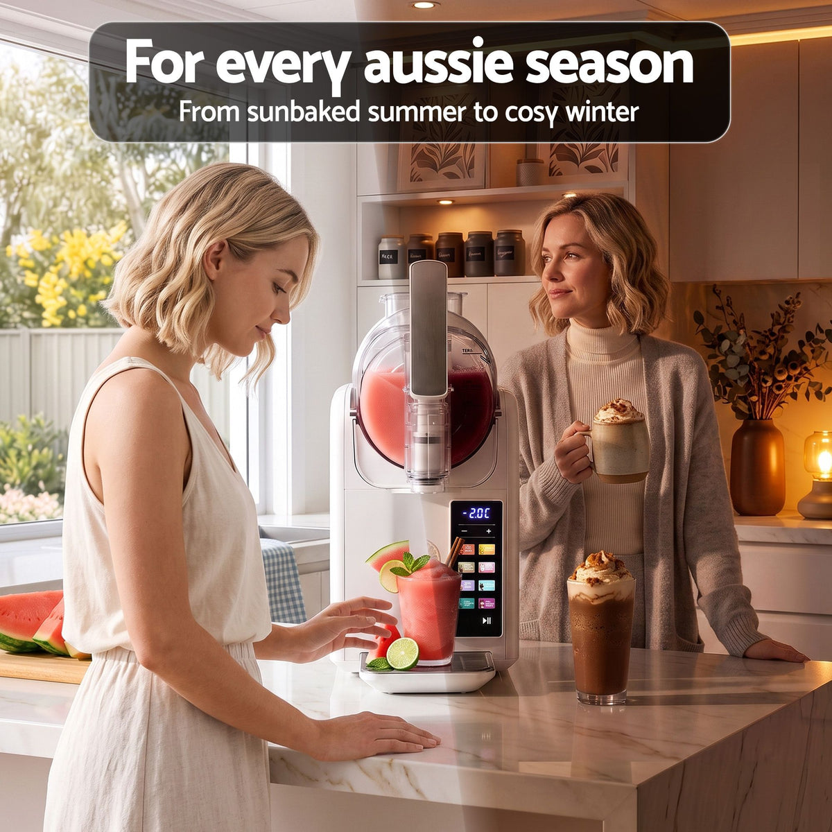 Devanti Slushie Machine 2L Frozen Drink Ice Cream Cocktail Slush Maker White