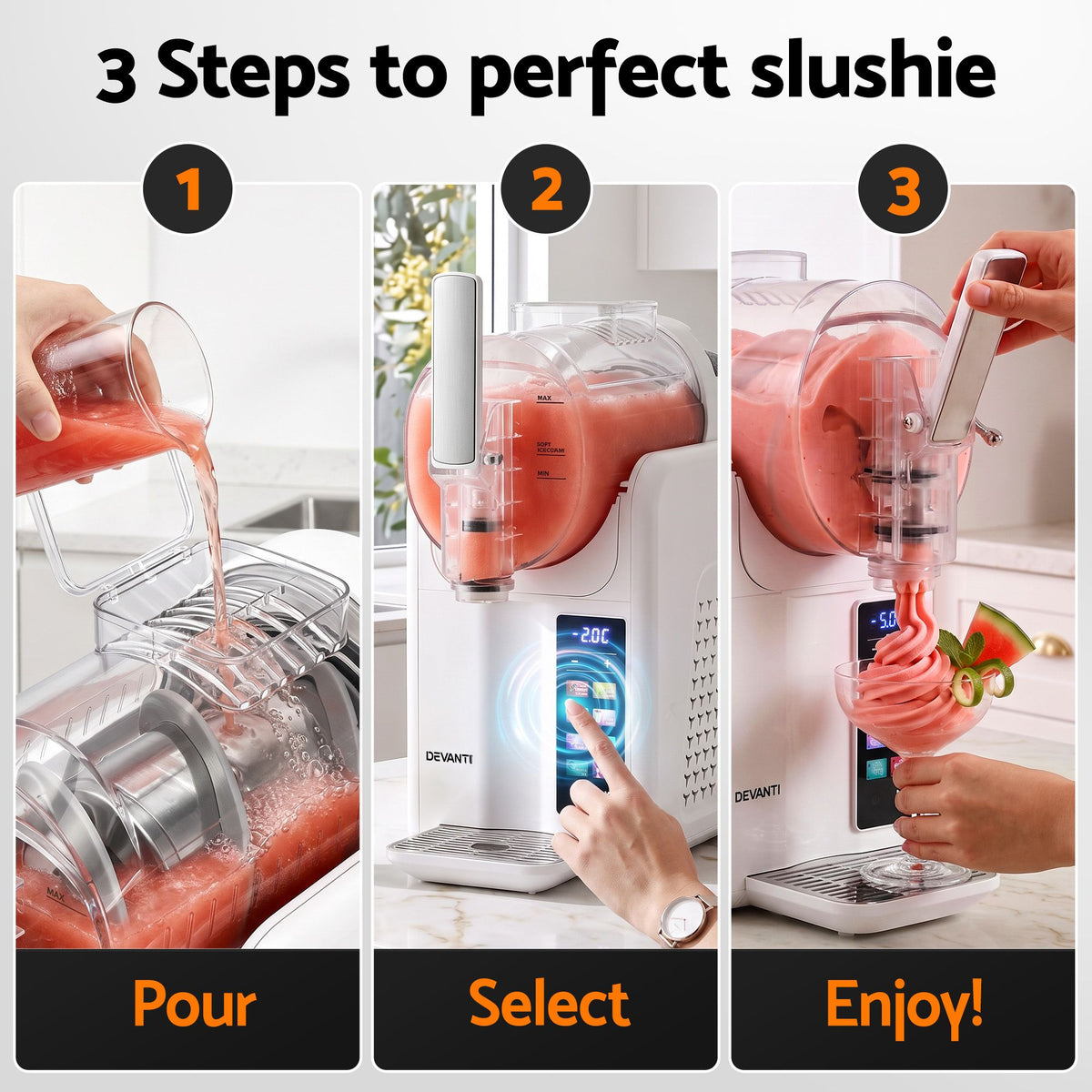 Devanti Slushie Machine 2L Frozen Drink Ice Cream Cocktail Slush Maker White